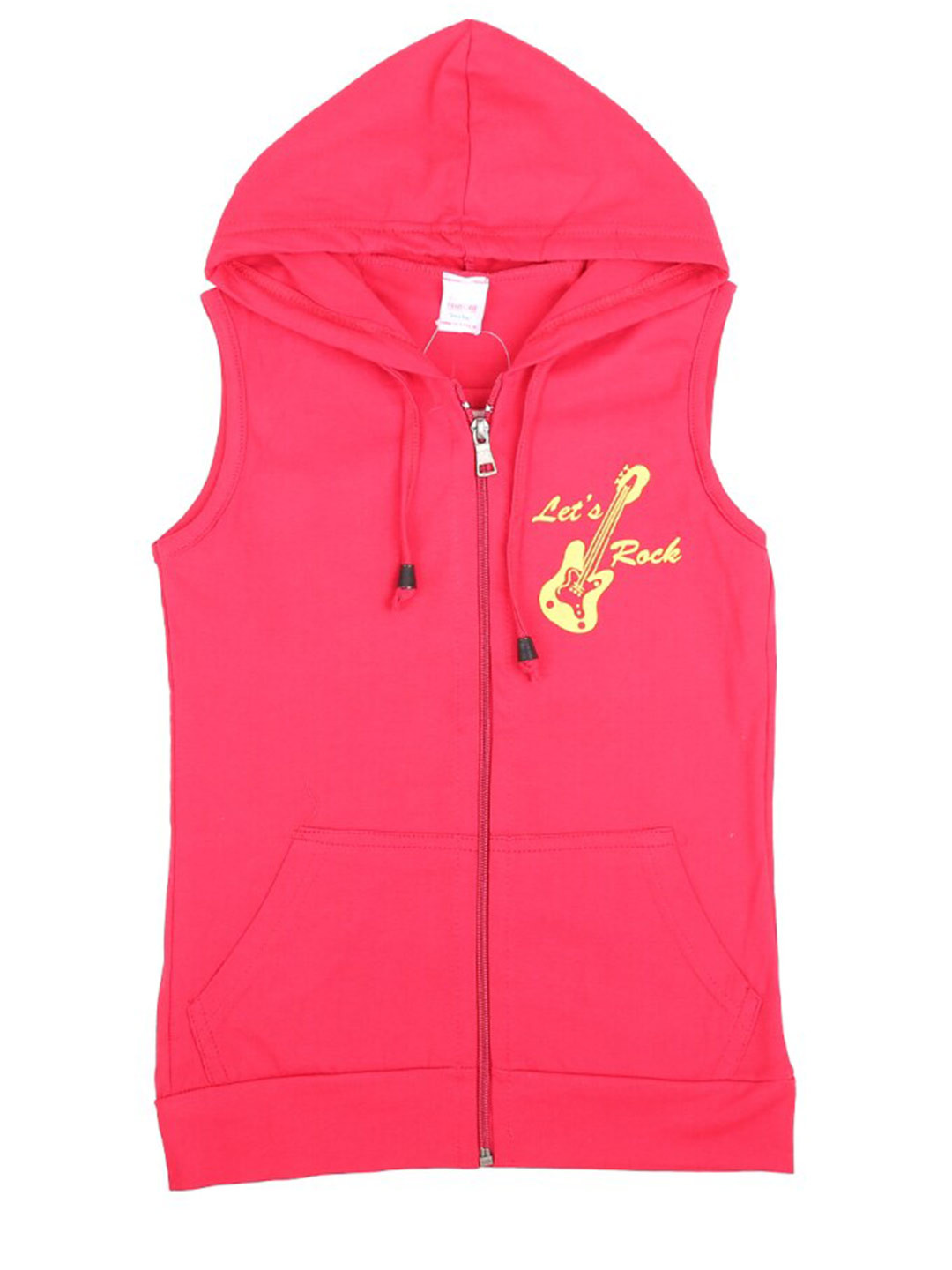 

V-Mart Girls Graphic Printed Hooded Sleeveless Cotton T-shirt, Fuchsia