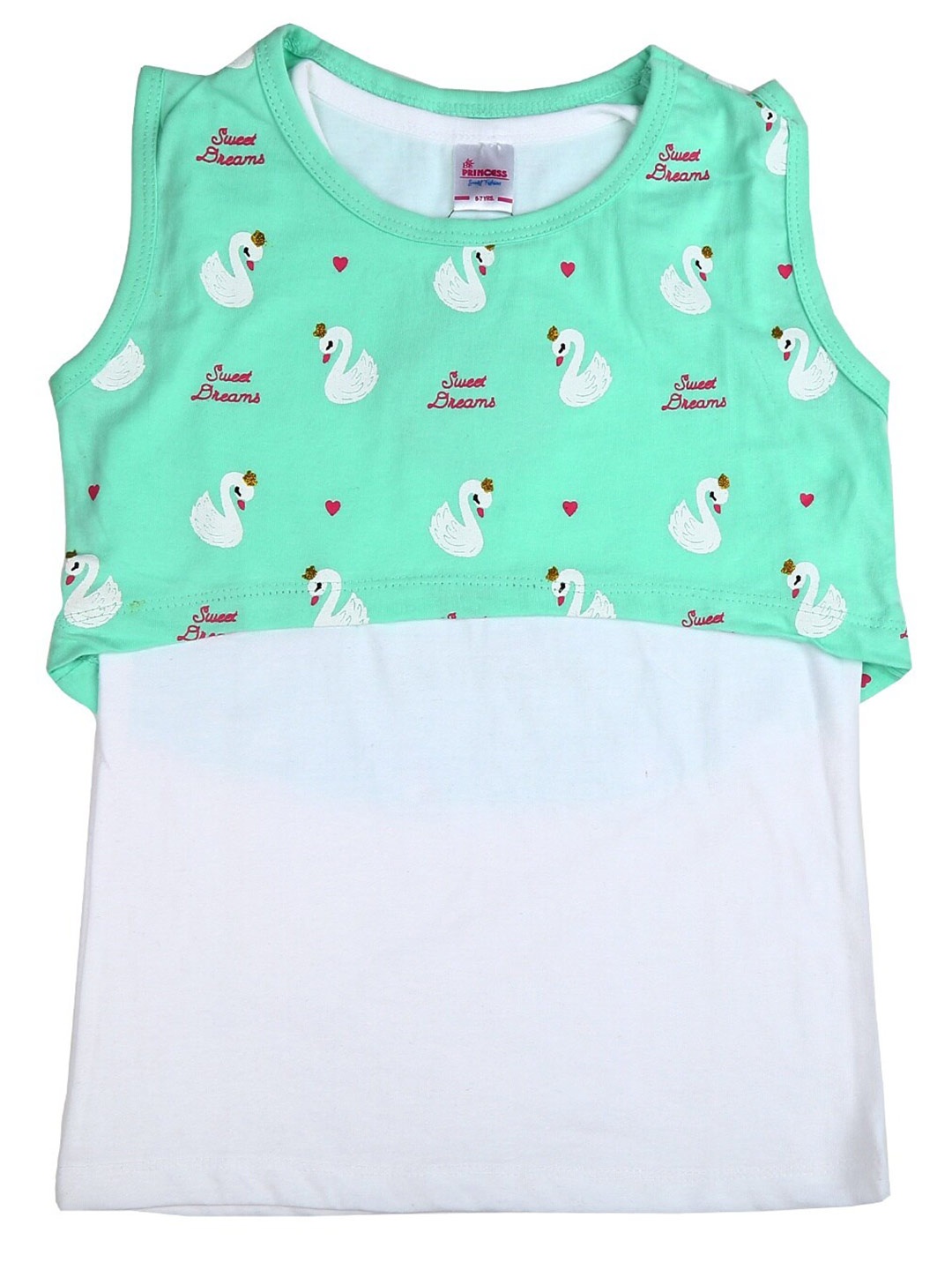 

V-Mart Girls Conversational Printed Cotton Top, Green