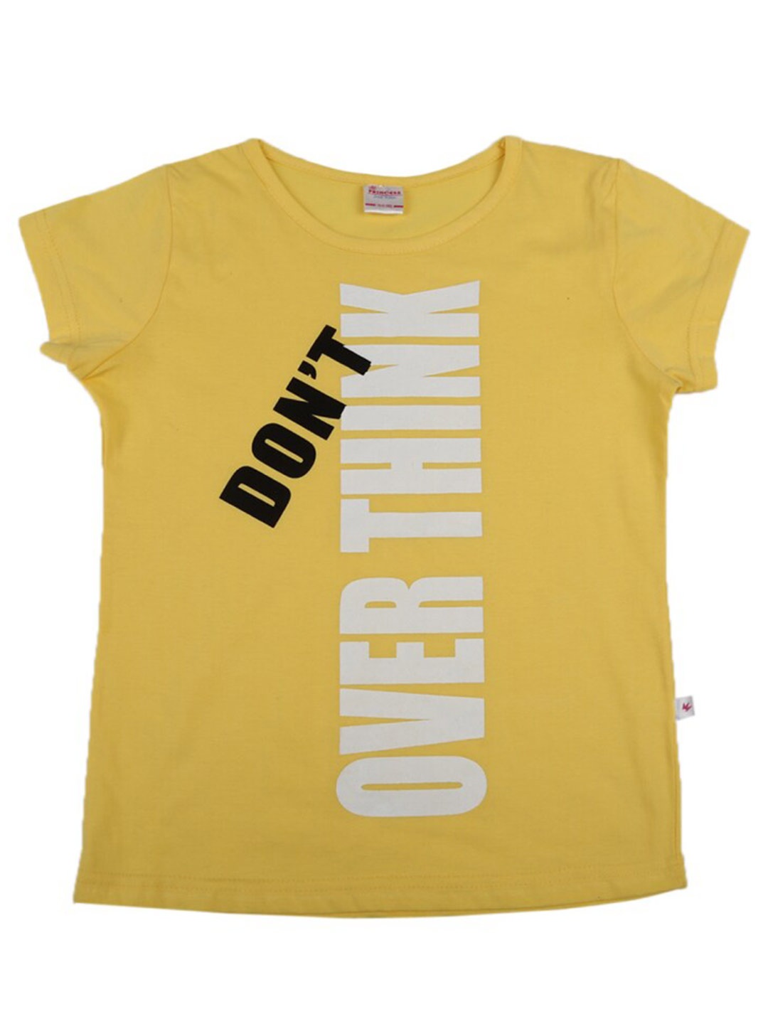 V-Mart Girls Typography Printed Cotton T-Shirt, Yellow
