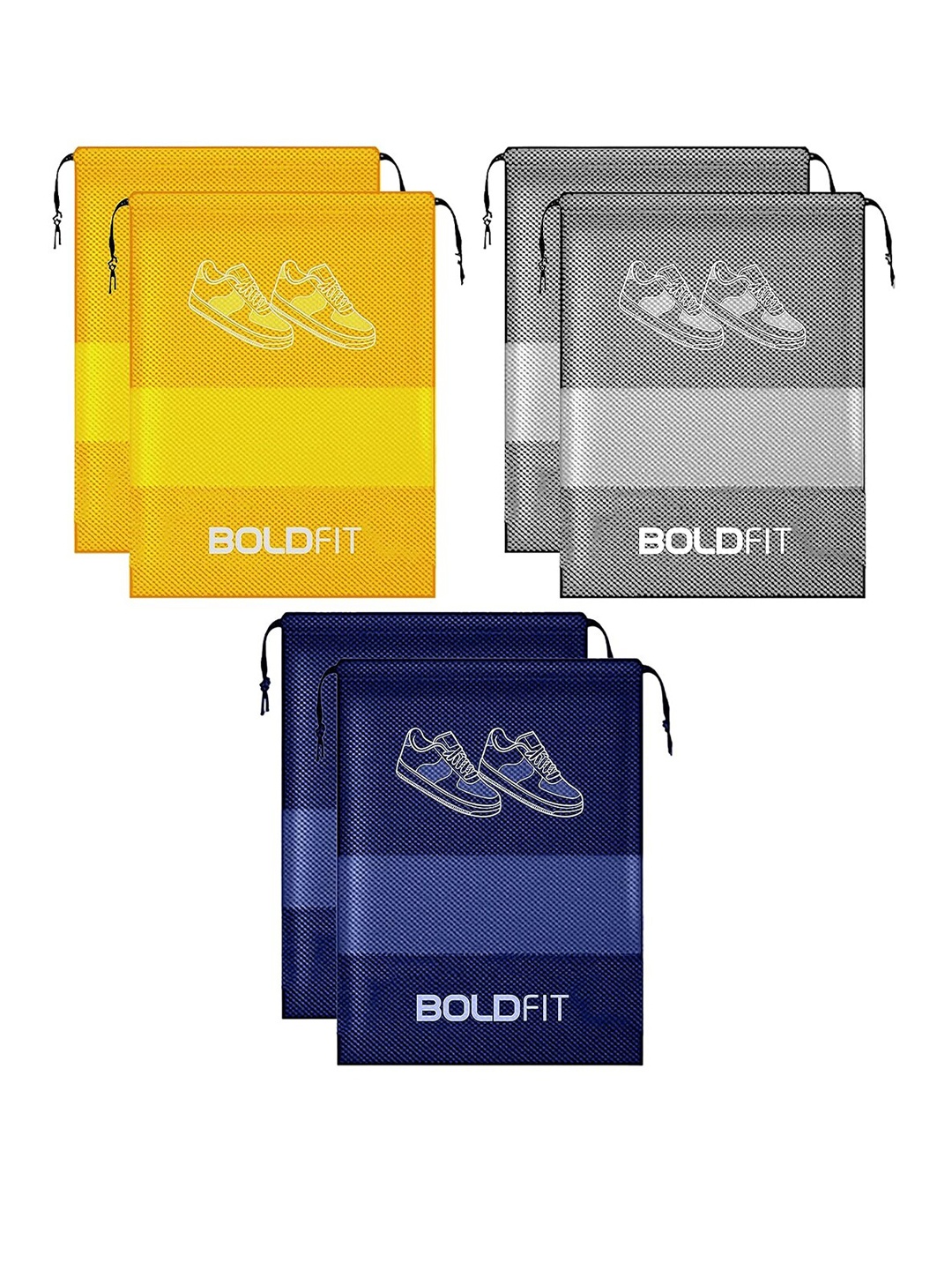 

BOLDFIT Set Of 12 Printed Travel Shoe Organisers, Blue
