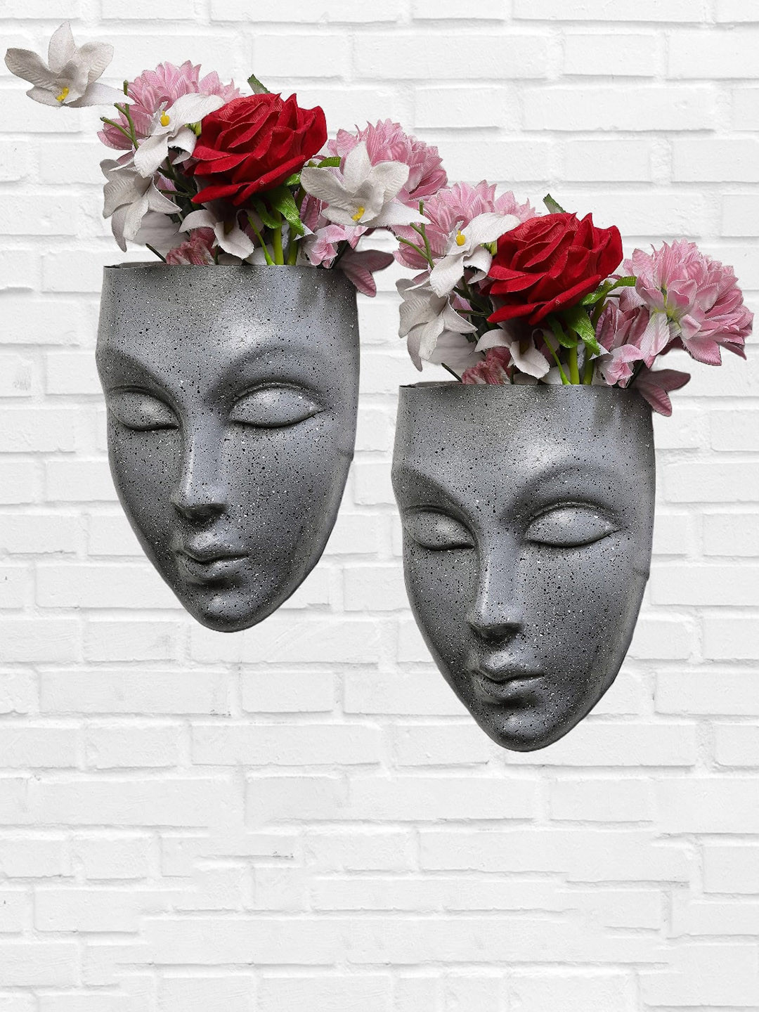 

Stylespace by Isha Grey 2-Pieces Textured Face Planters