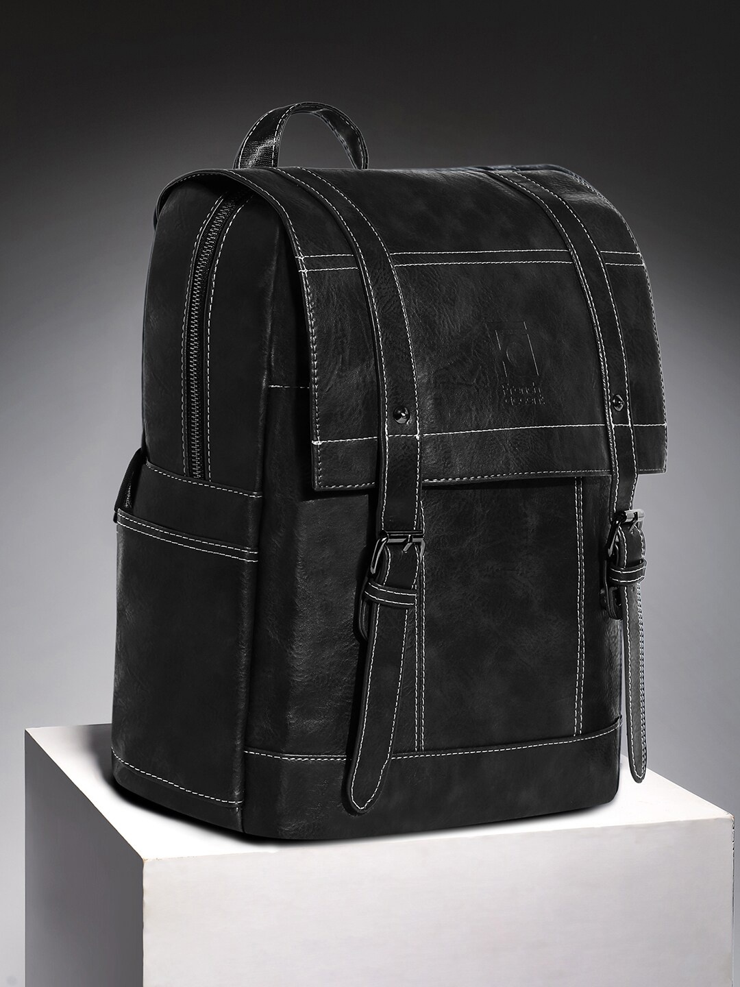 

French Accent Men Front Pouch Backpack, Black