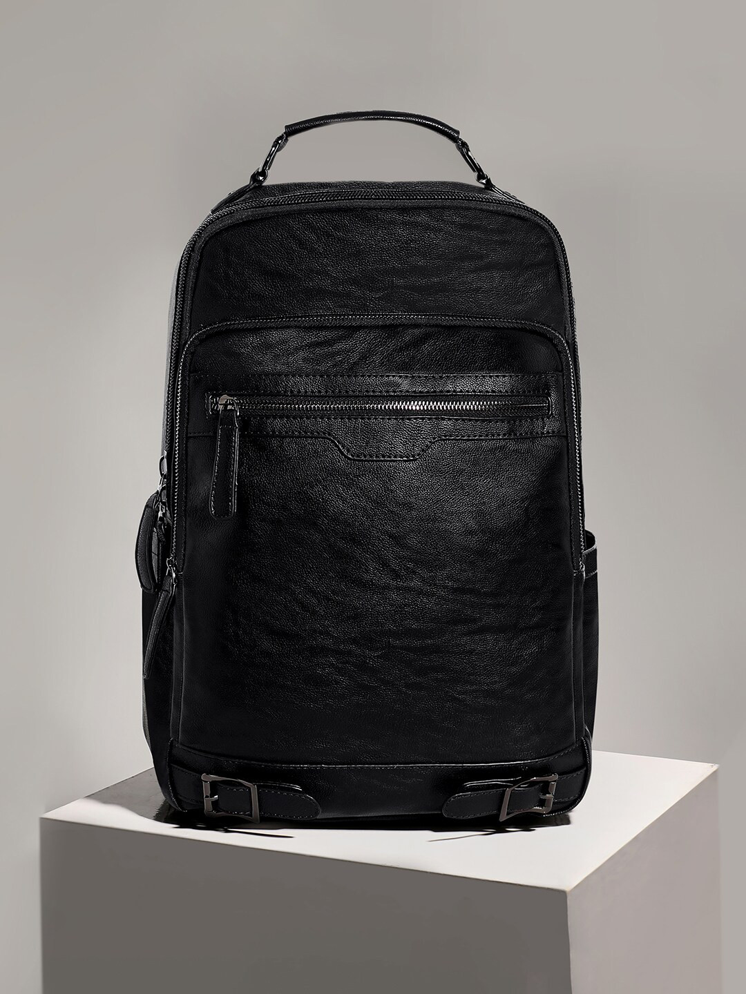 

French Accent Men Front Pouch Backpack, Black