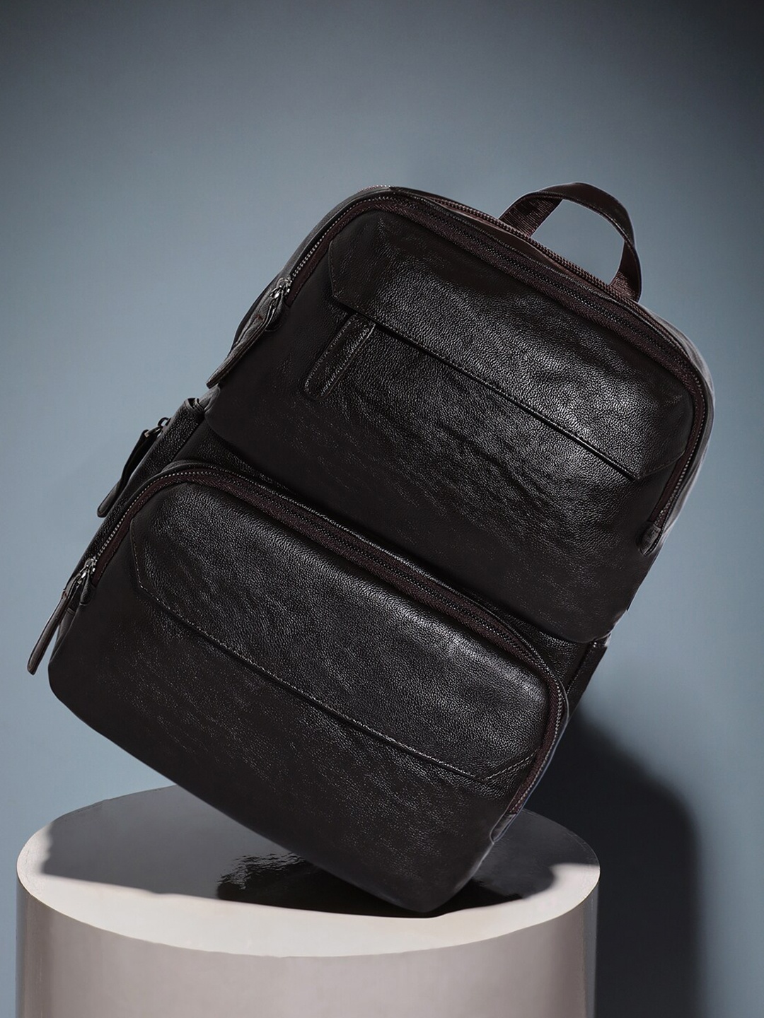 

French Accent Textured 18 inch Laptop Backpack, Brown