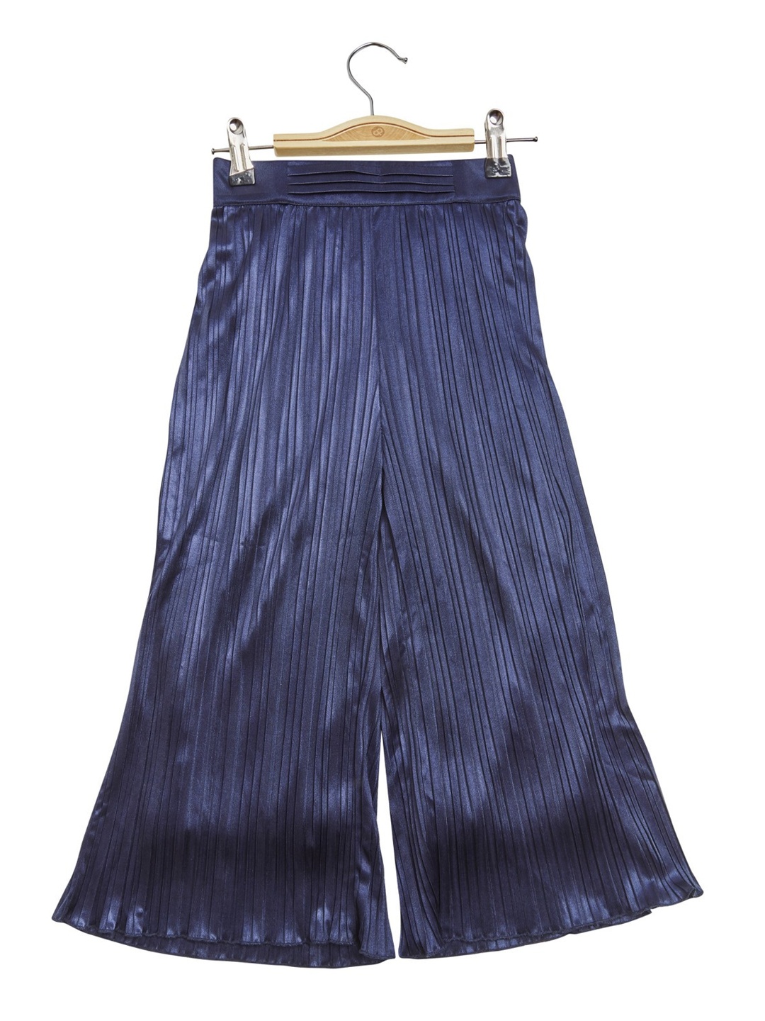 

Peppermint Girls Relaxed Flared High-Rise Pleated Culottes Trousers, Navy blue