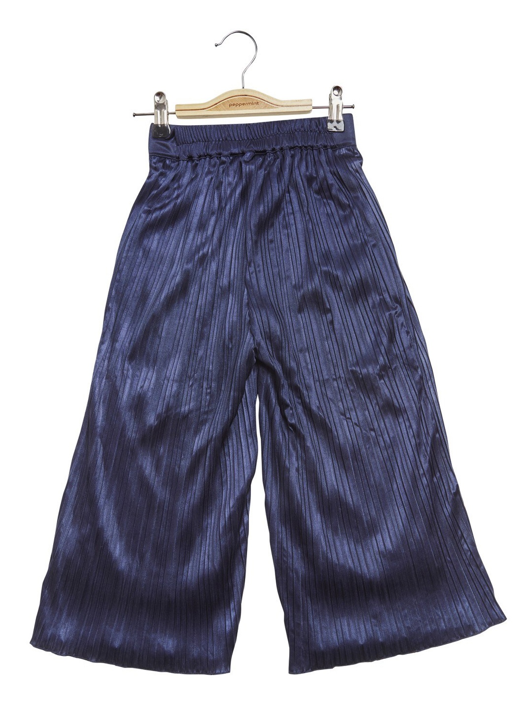 

Peppermint Girls Relaxed Flared High-Rise Pleated Culottes Trousers, Navy blue