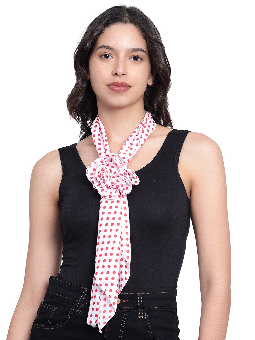 

Mali Fionna Polka Dot Printed Cotton Scarf, White