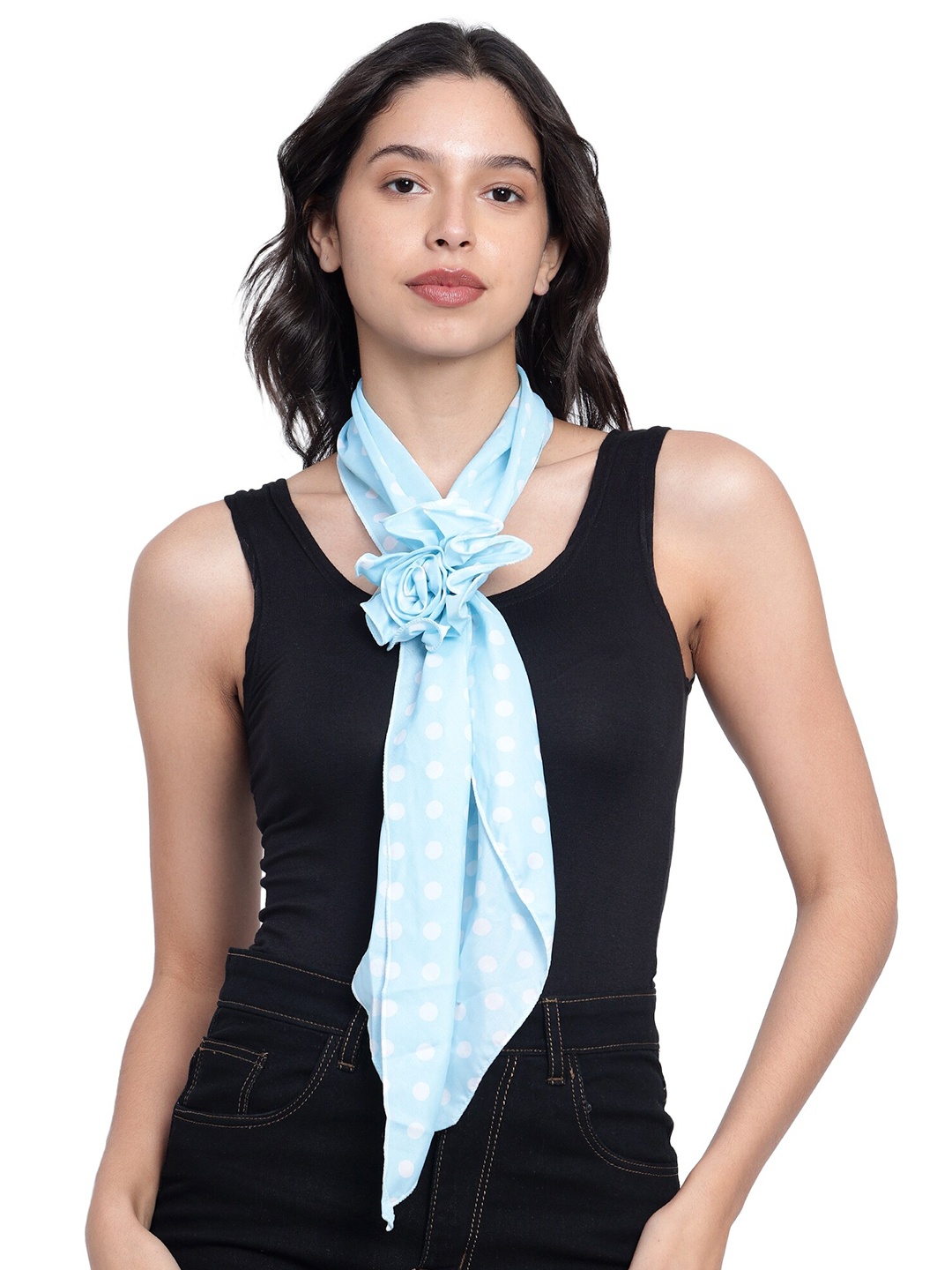 

Mali Fionna Polka Dot Printed Cotton Scarf, Blue