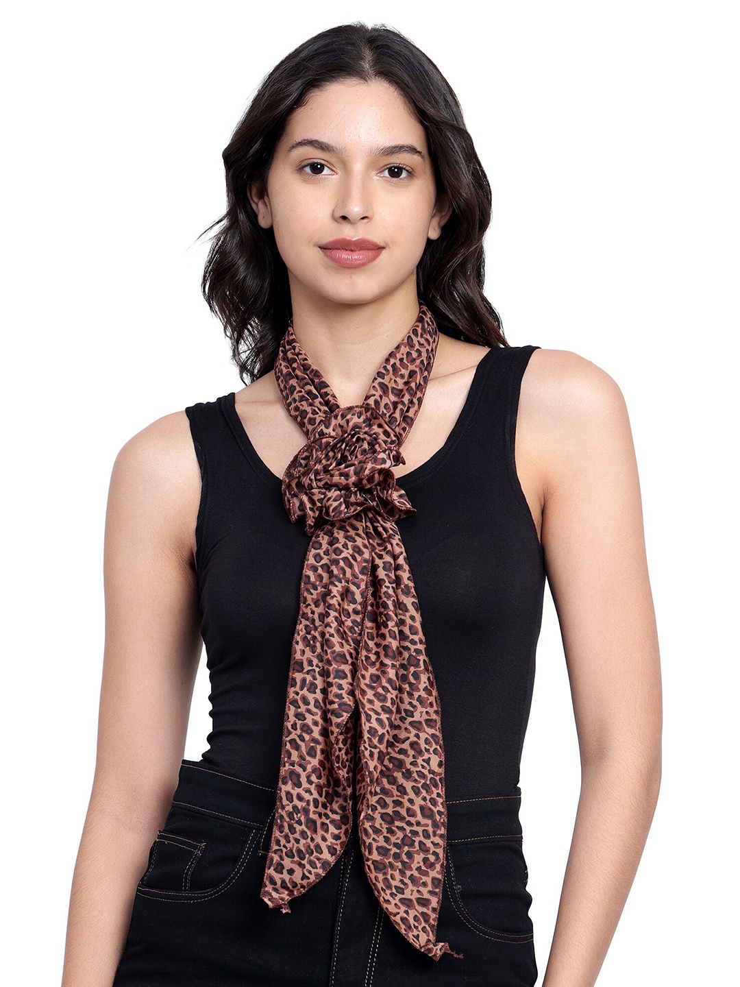 

Mali Fionna Animal Printed Cotton Cotton Scarf, Brown