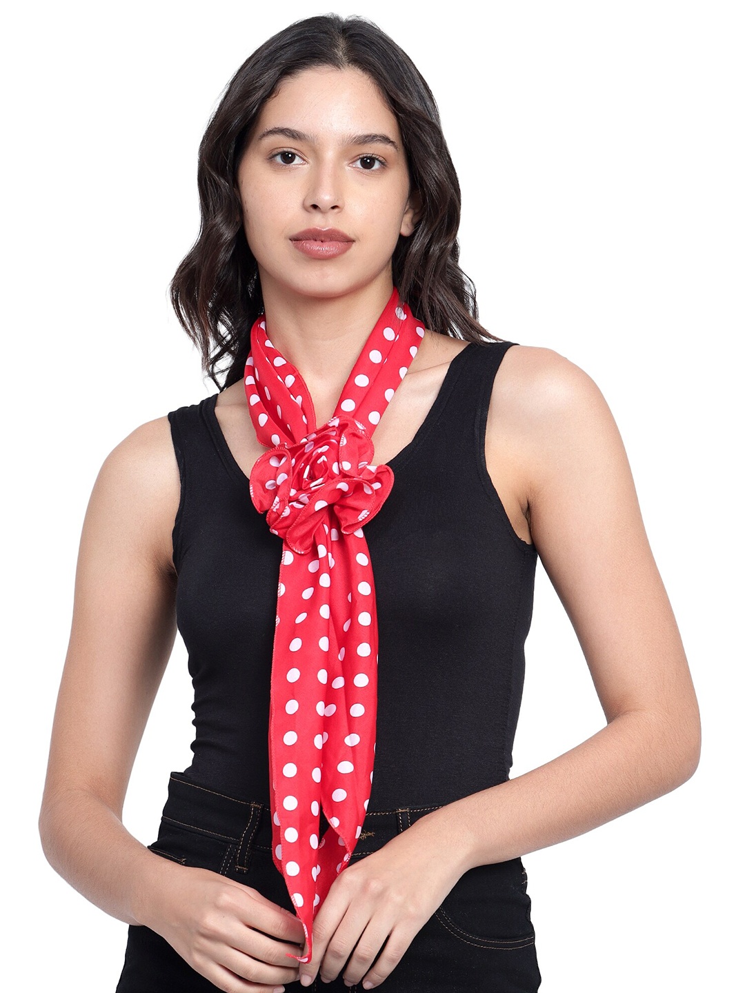 

Mali Fionna Polka Dot Printed Cotton Scarf, Red