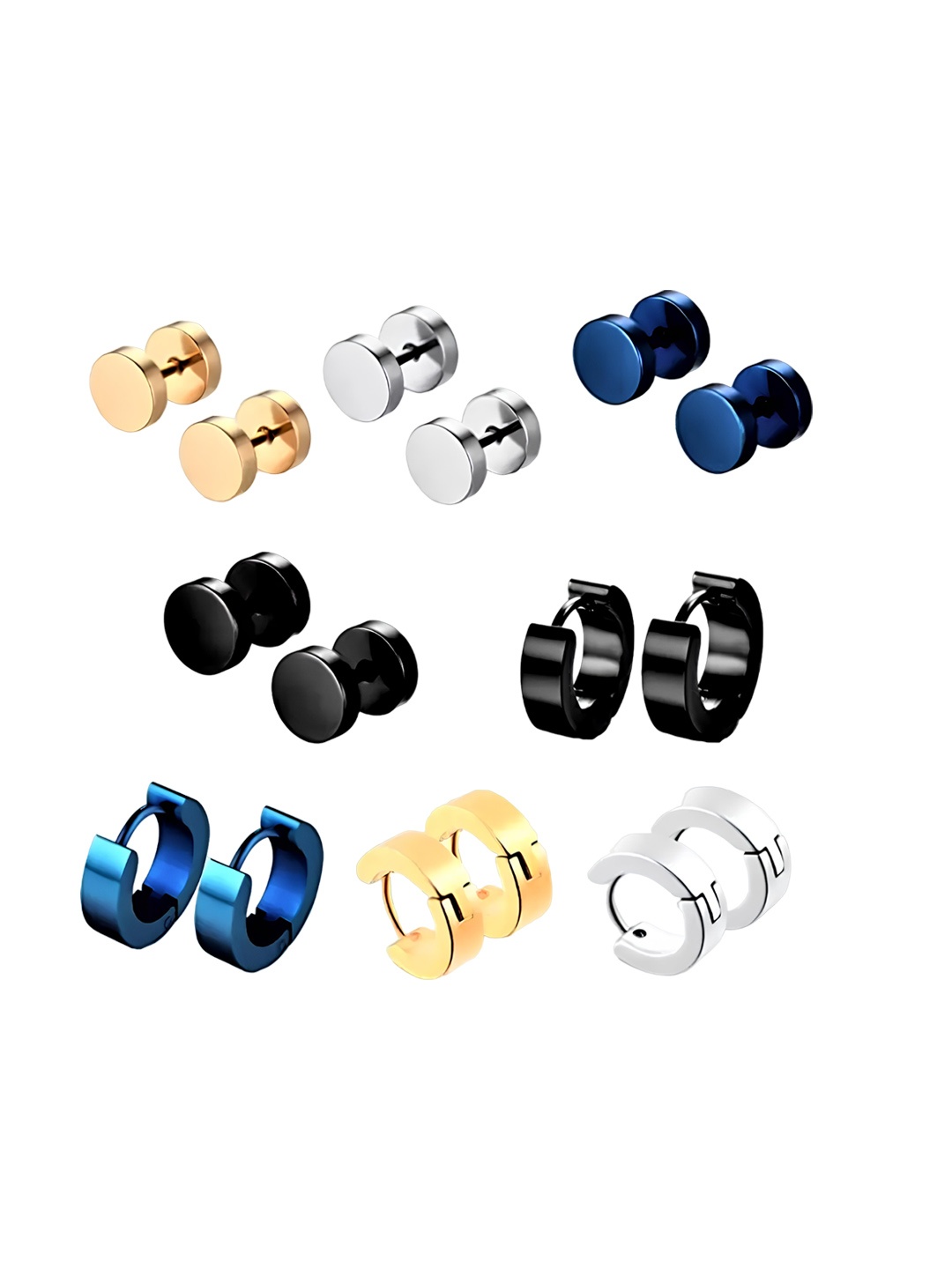 

KARISHMA KREATIONS Set of 8 Contemporary Studs Earrings, Gold