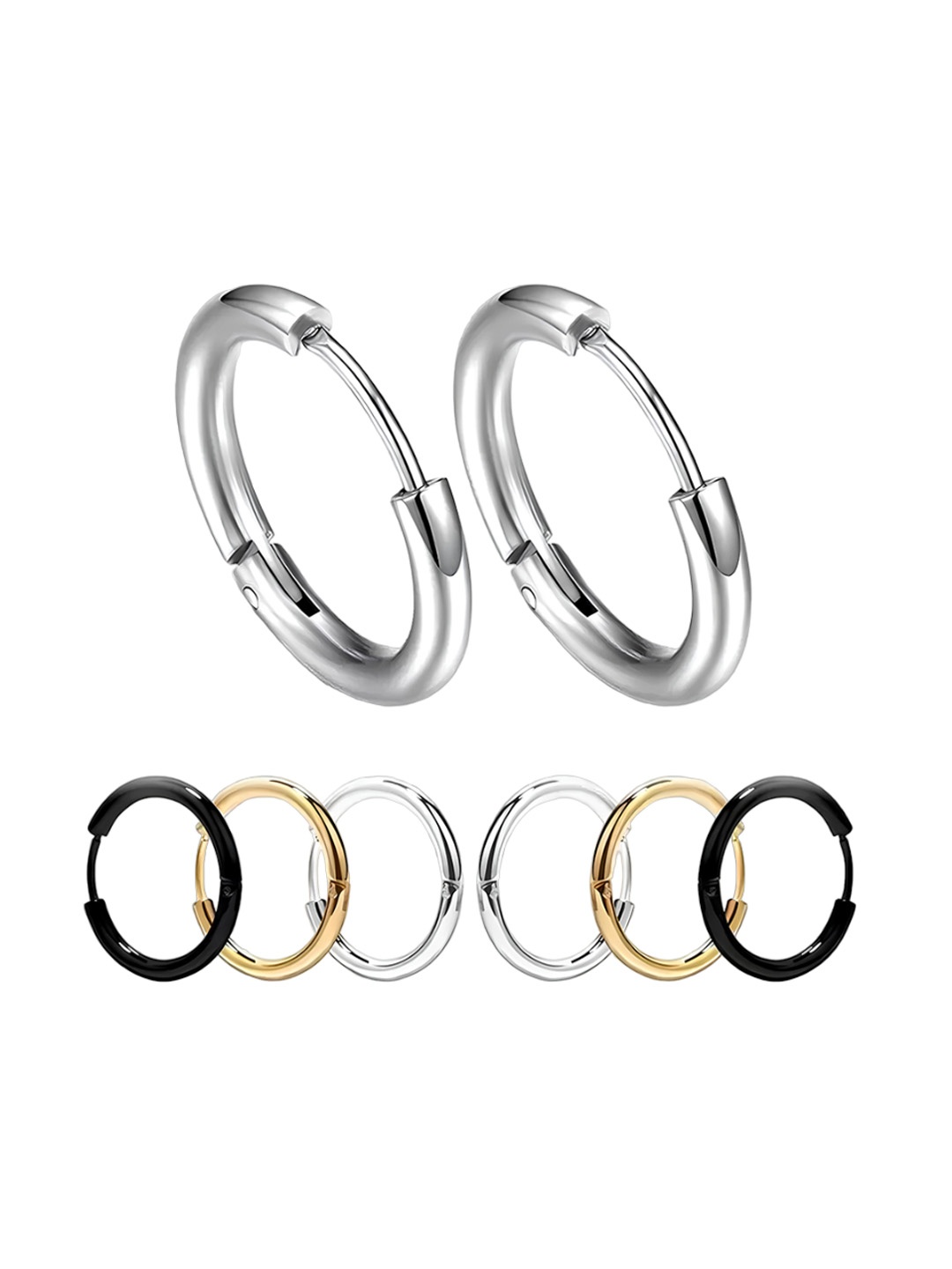 

KARISHMA KREATIONS Set Of 3 Stainless Steel Hoop Earrings, Gold