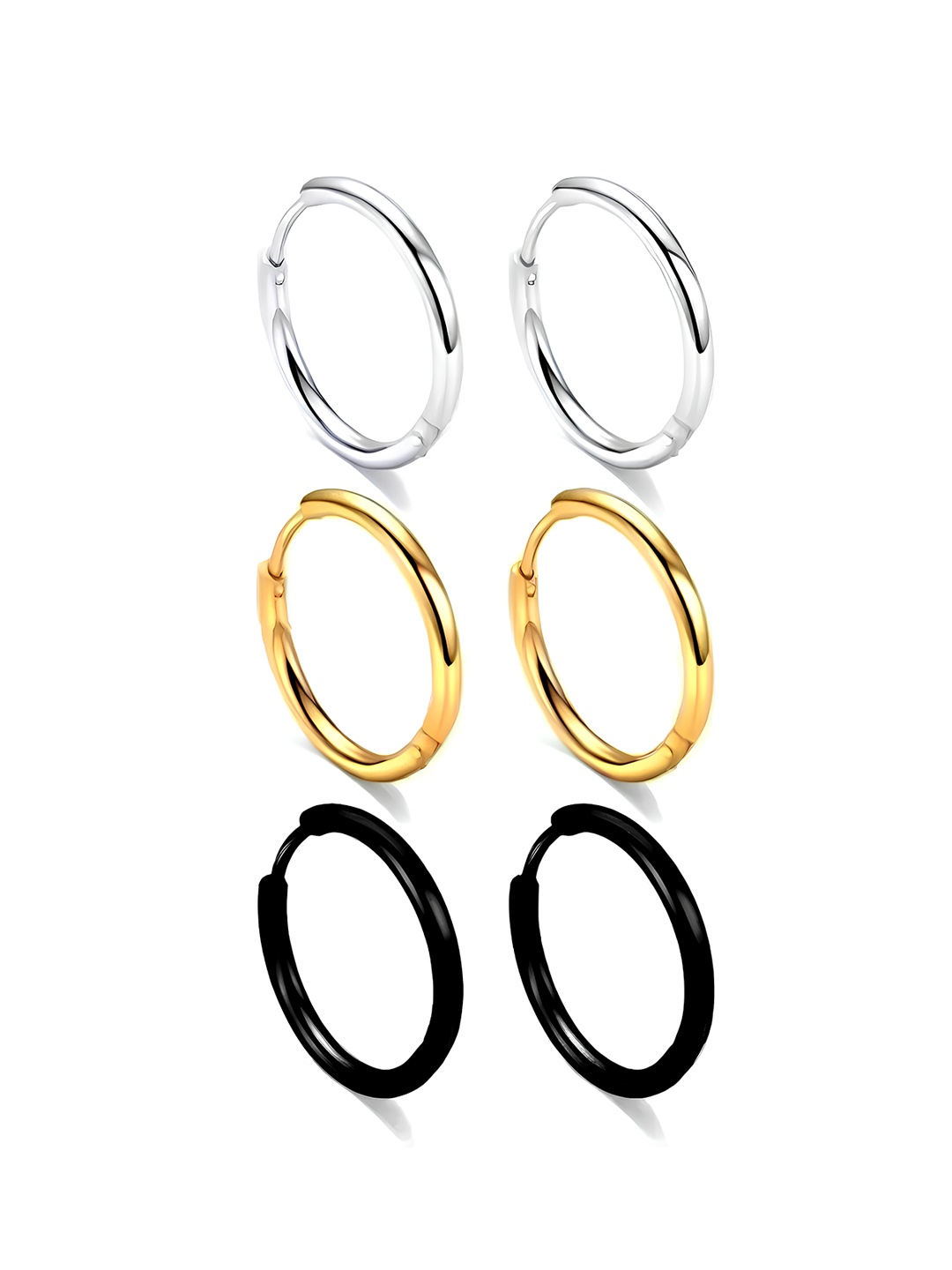 

KARISHMA KREATIONS Pack Of 3 Contemporary Hoop Earrings, Gold