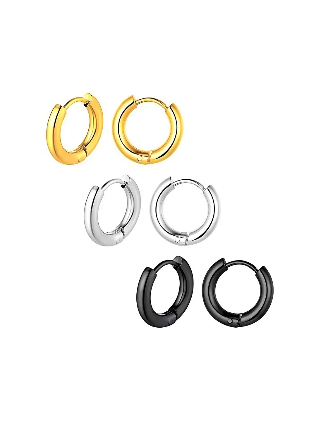 

KARISHMA KREATIONS Set of 3 Gold-Toned Contemporary Hoop Earrings