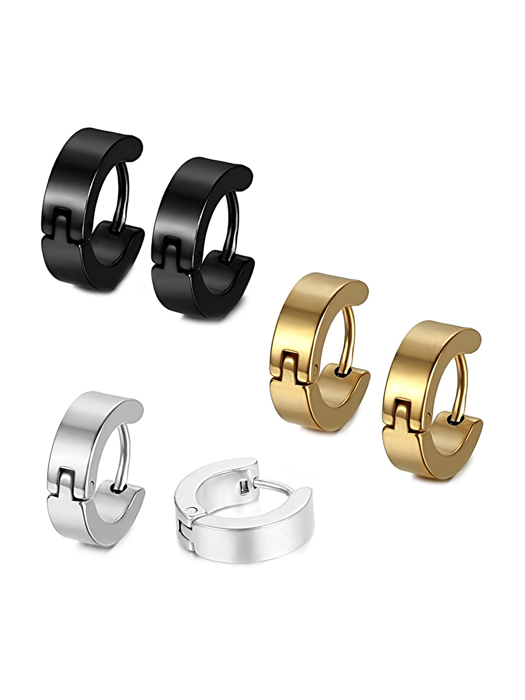 

KARISHMA KREATIONS Set of 3 Contemporary Half Hoop Earrings, Gold