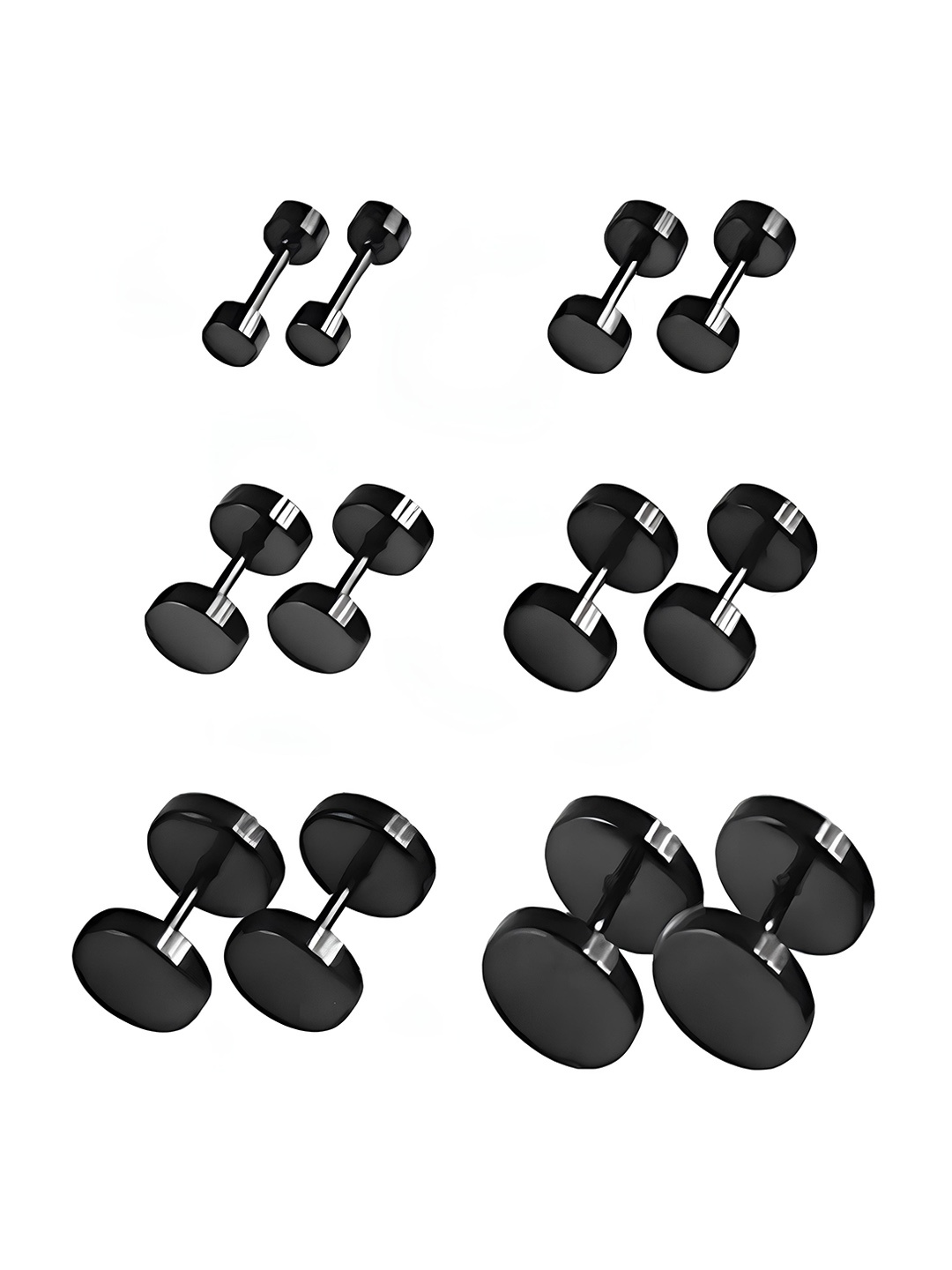 

KARISHMA KREATIONS Unisex Contemporary Dumbells Studs Earrings, Black
