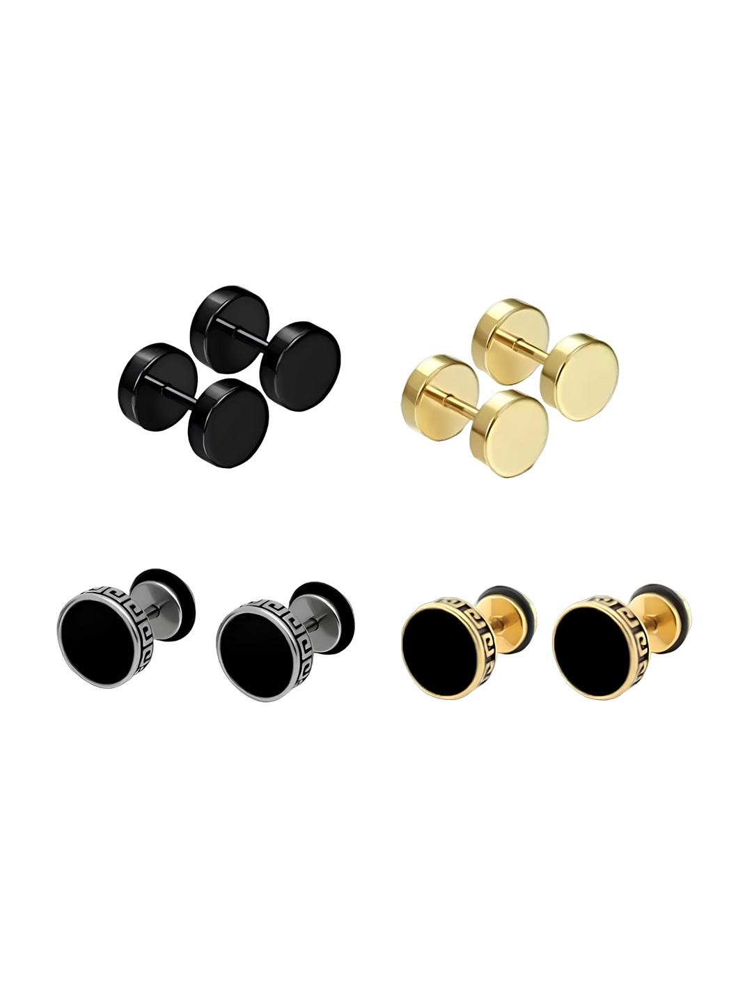 

KARISHMA KREATIONS Set of 4 Contemporary Studs Earrings, Silver