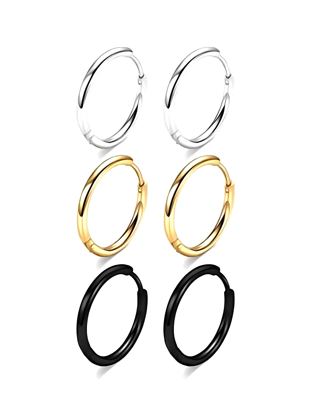 

KARISHMA KREATIONS Set Of 3 Stainless Steel Hoop Earrings, Gold