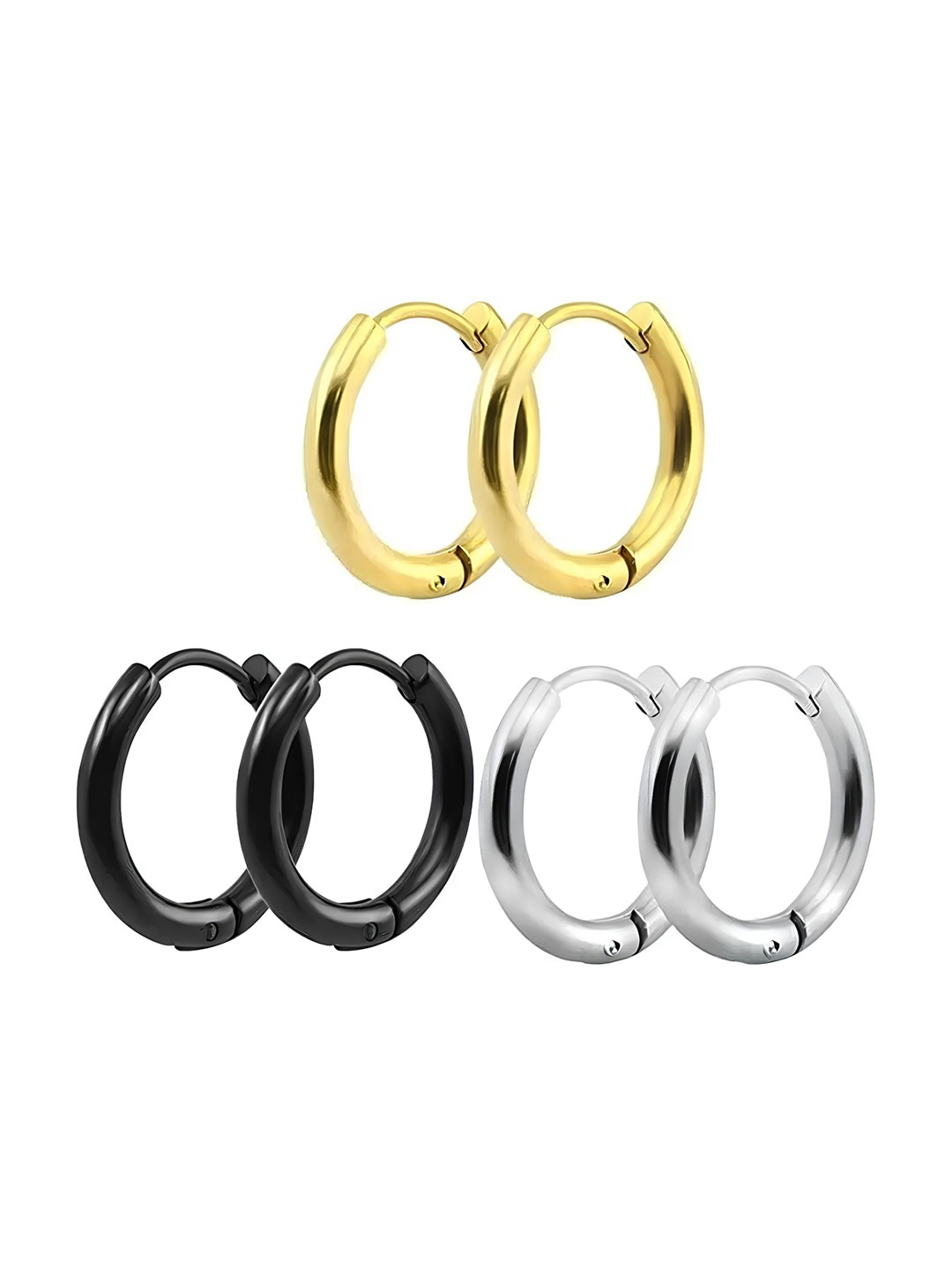

KARISHMA KREATIONS Set Of 3 Stainless Steel Hoop Earrings, Gold