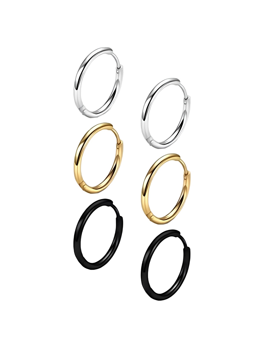 

KARISHMA KREATIONS Set Of 3 Stainless Steel Hoop Earrings, Gold