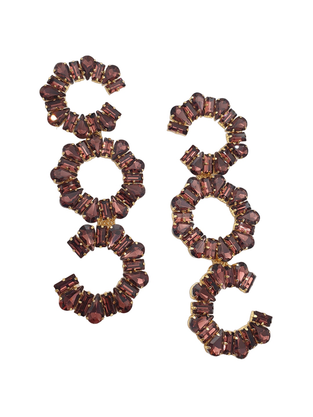 

ISHKAARA Rhodium Plated Stone Studded Drop Earrings, Silver