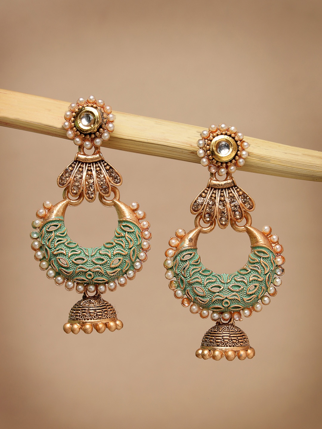 

ADIVA Gold-Plated Crescent Shaped Drop Earrings