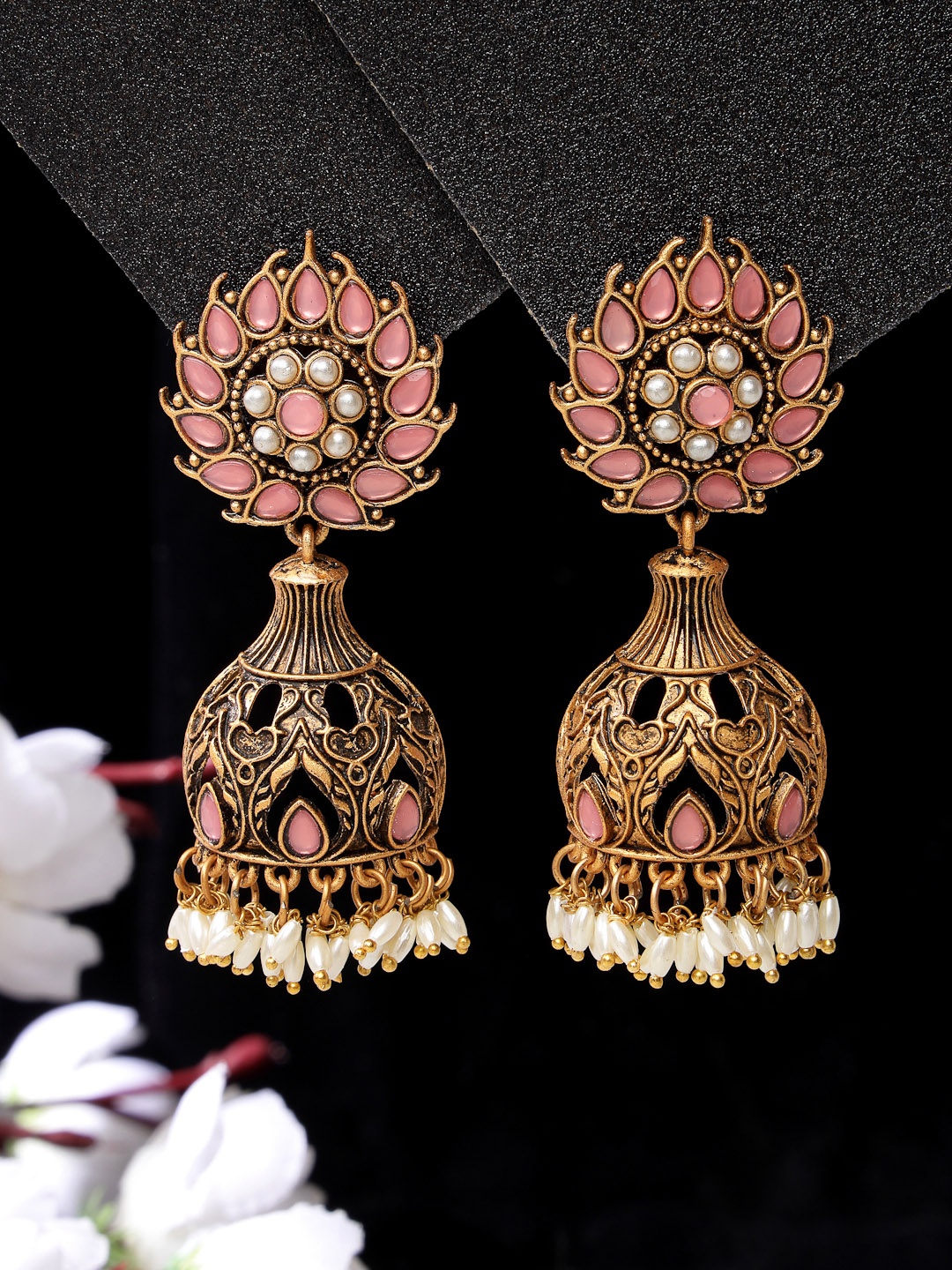 

ADIVA Gold-Plated Dome Shaped Jhumkas