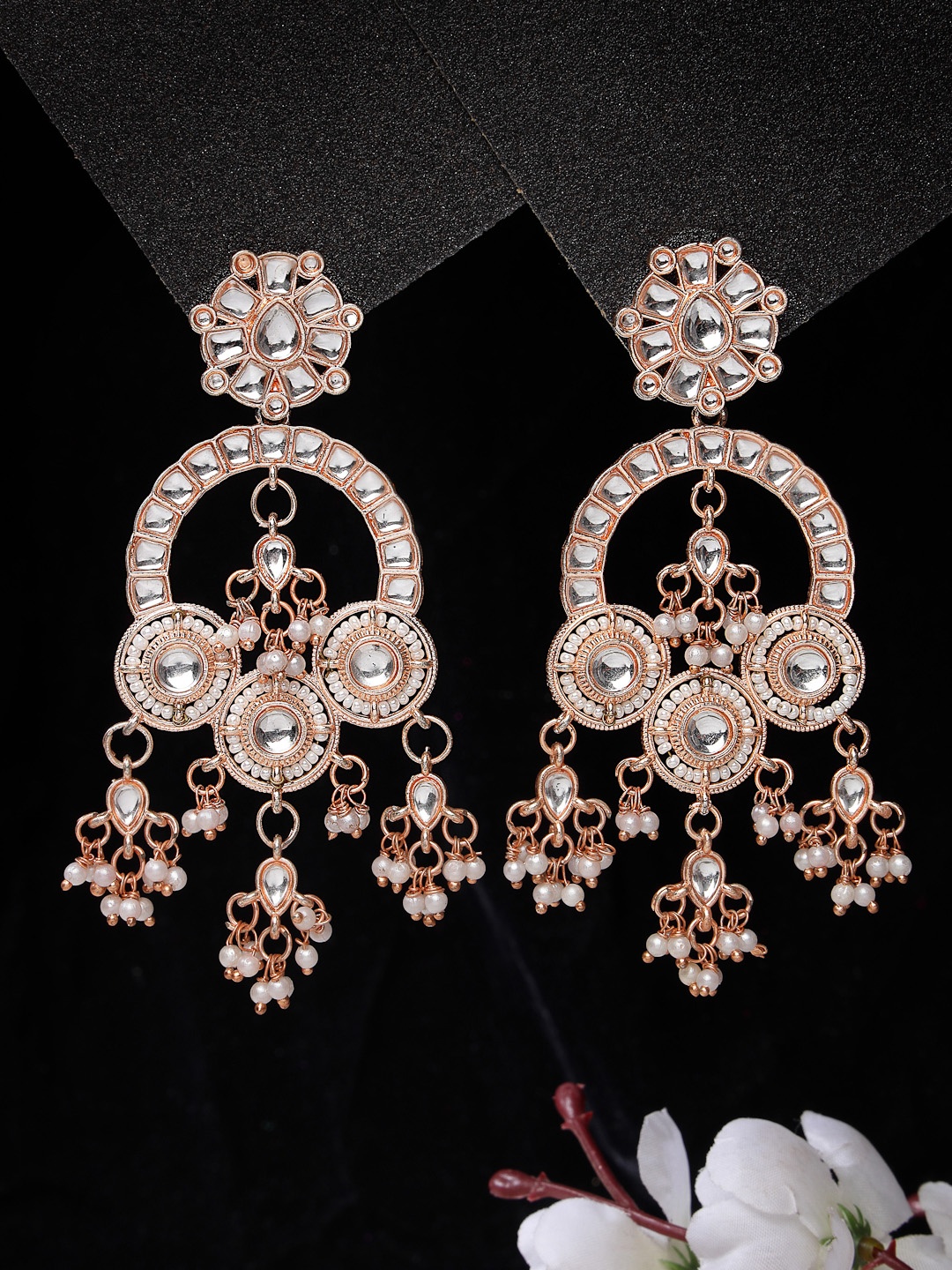 

ADIVA Rose Gold-Plated Contemporary Drop Earrings