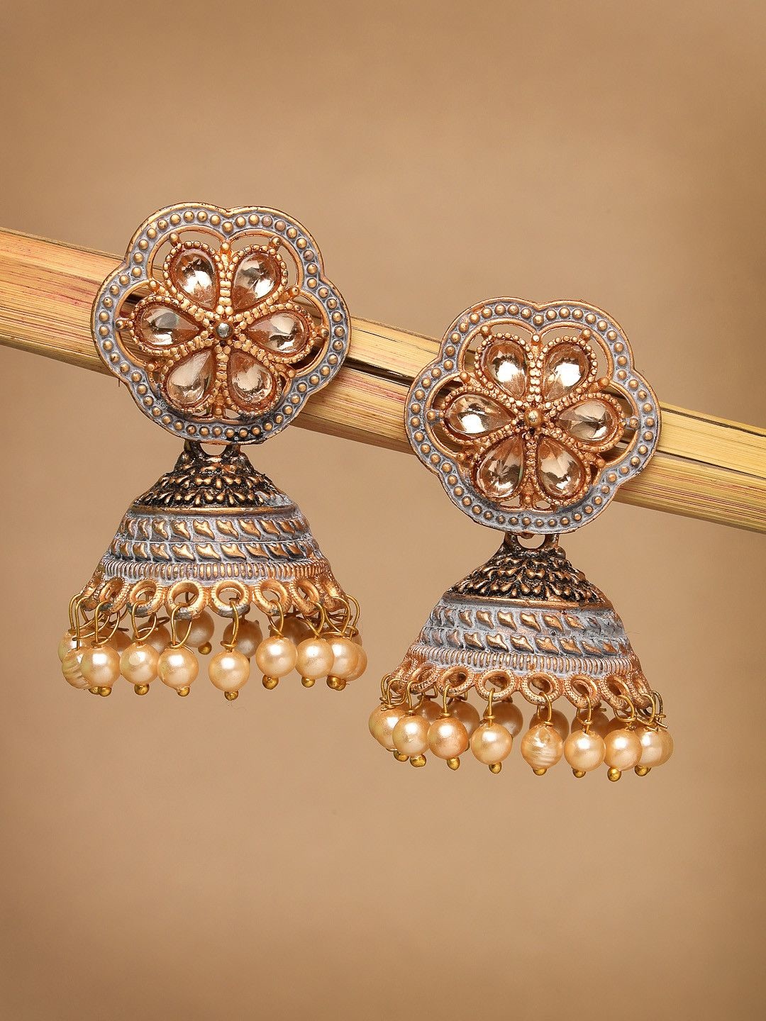 

ADIVA Gold-Plated Classic Jhumkas Earrings