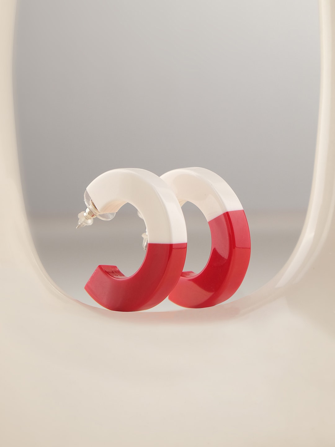 

XPNSV Resin Half Hoop Earrings, Silver