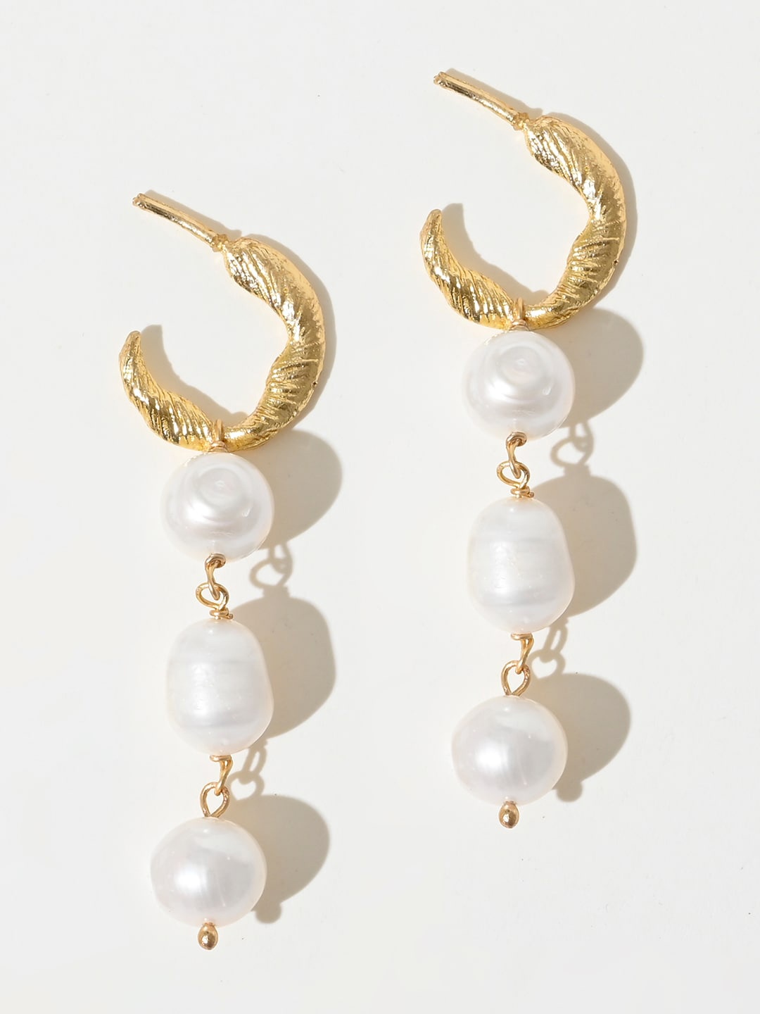 

XPNSV Beads-Studded Contemporary Drop Earrings, Gold