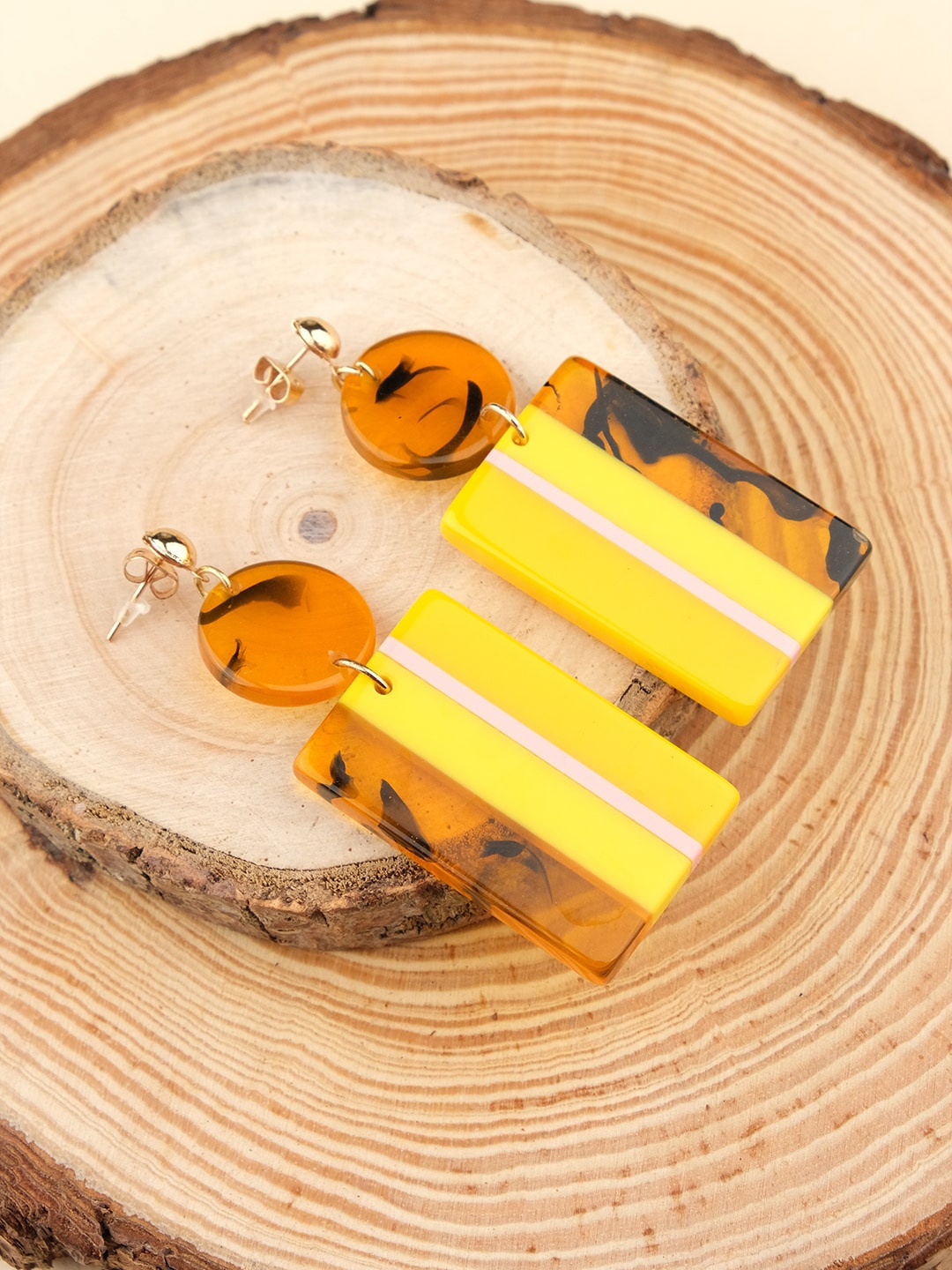 

XPNSV Geometric Resin Drop Earrings, Gold