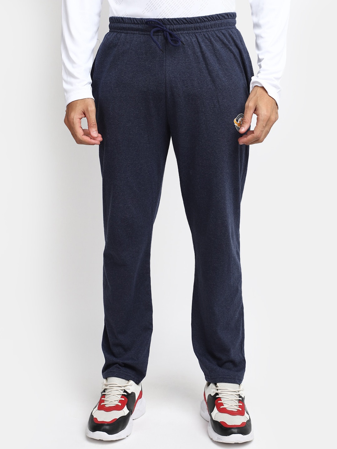 

V-Mart Men Regular Fit Cotton Track Pants, Navy blue