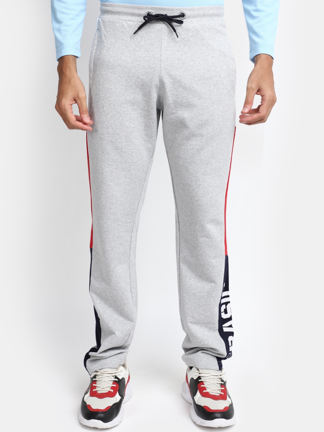 

V-Mart Men Colourblocked Mid-Raise Regular Fit Track Pants, Grey