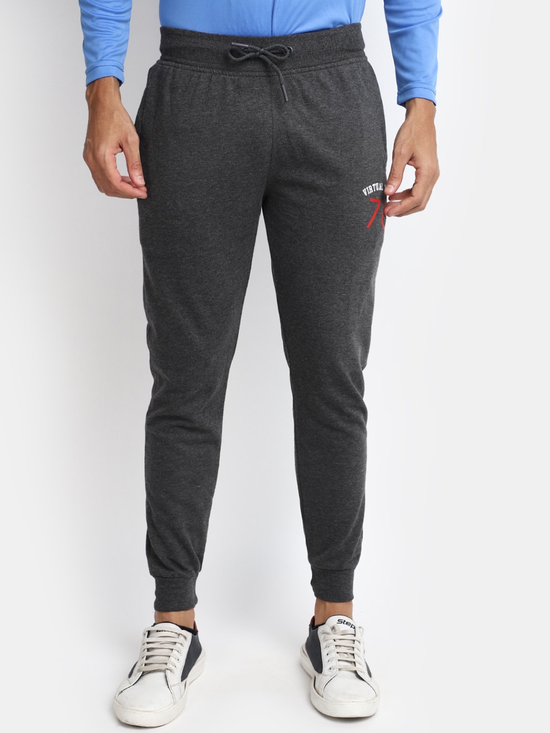 

V-Mart Men Mid-Rise Joggers, Grey melange