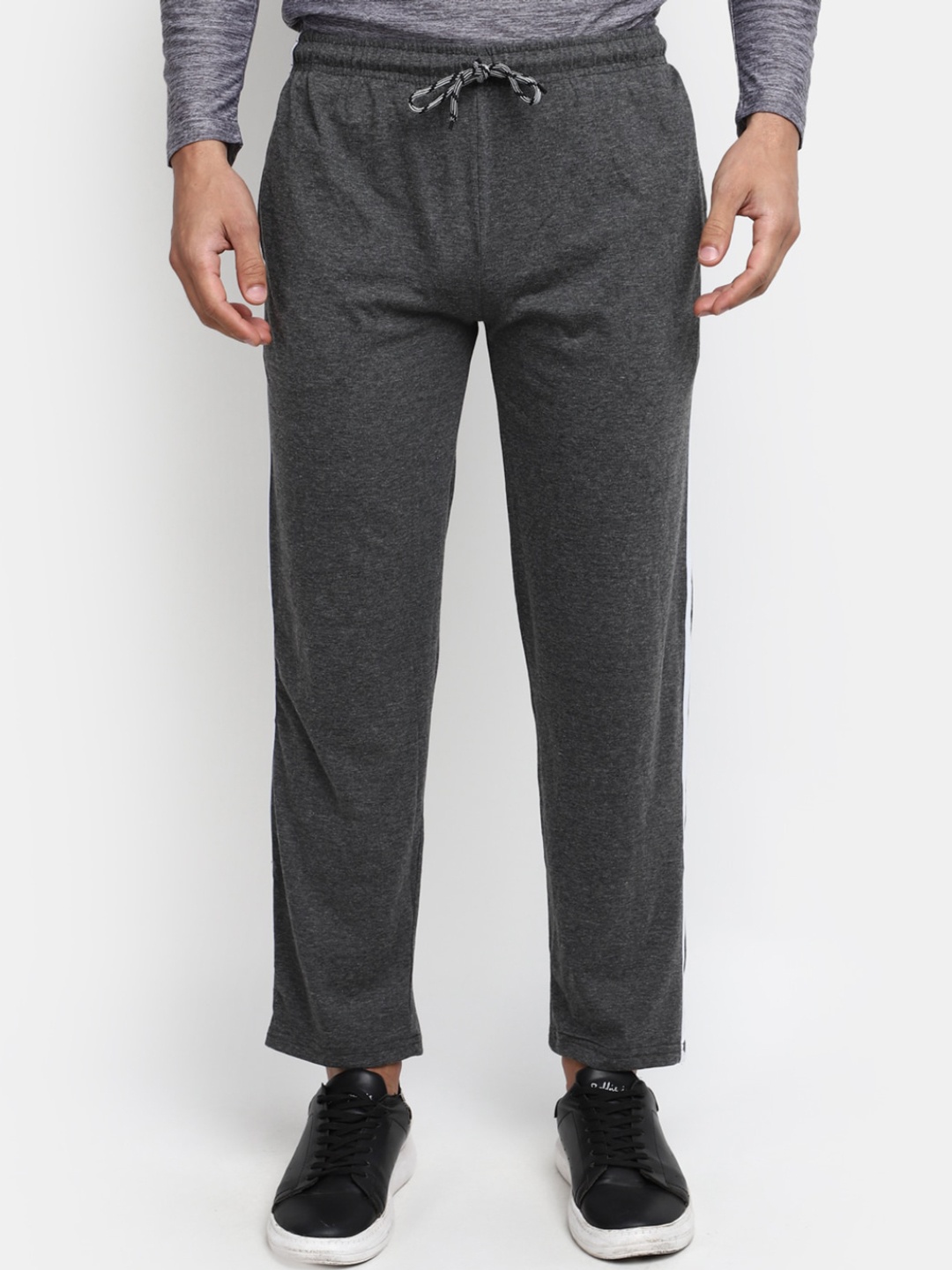 

V-Mart Men Regular Fit Cotton Single Jersey Straight Track Pants, Grey