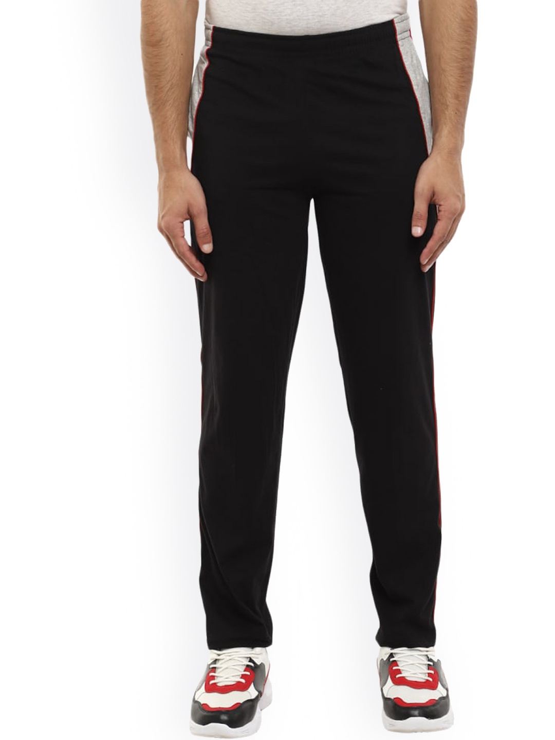 

V-Mart Men Mid-Raise Regular Fit Cotton Track Pants, Black