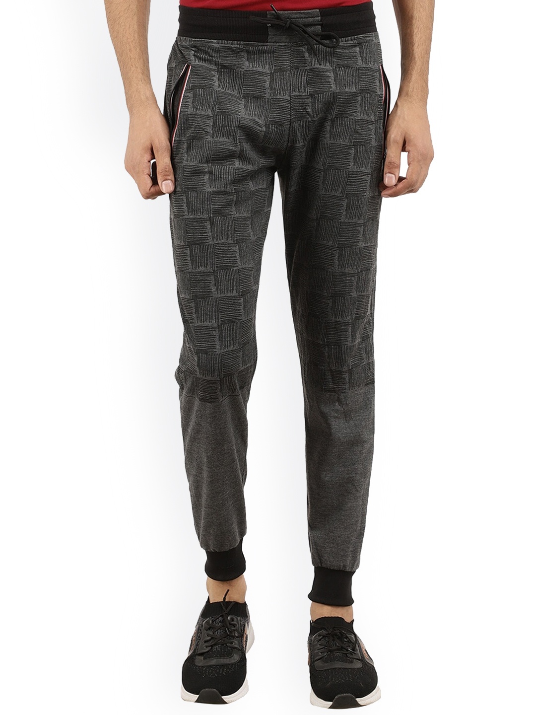 

V-Mart Men Abstract Printed Mid-Raise Regular Fit Joggers Track Pants, Grey