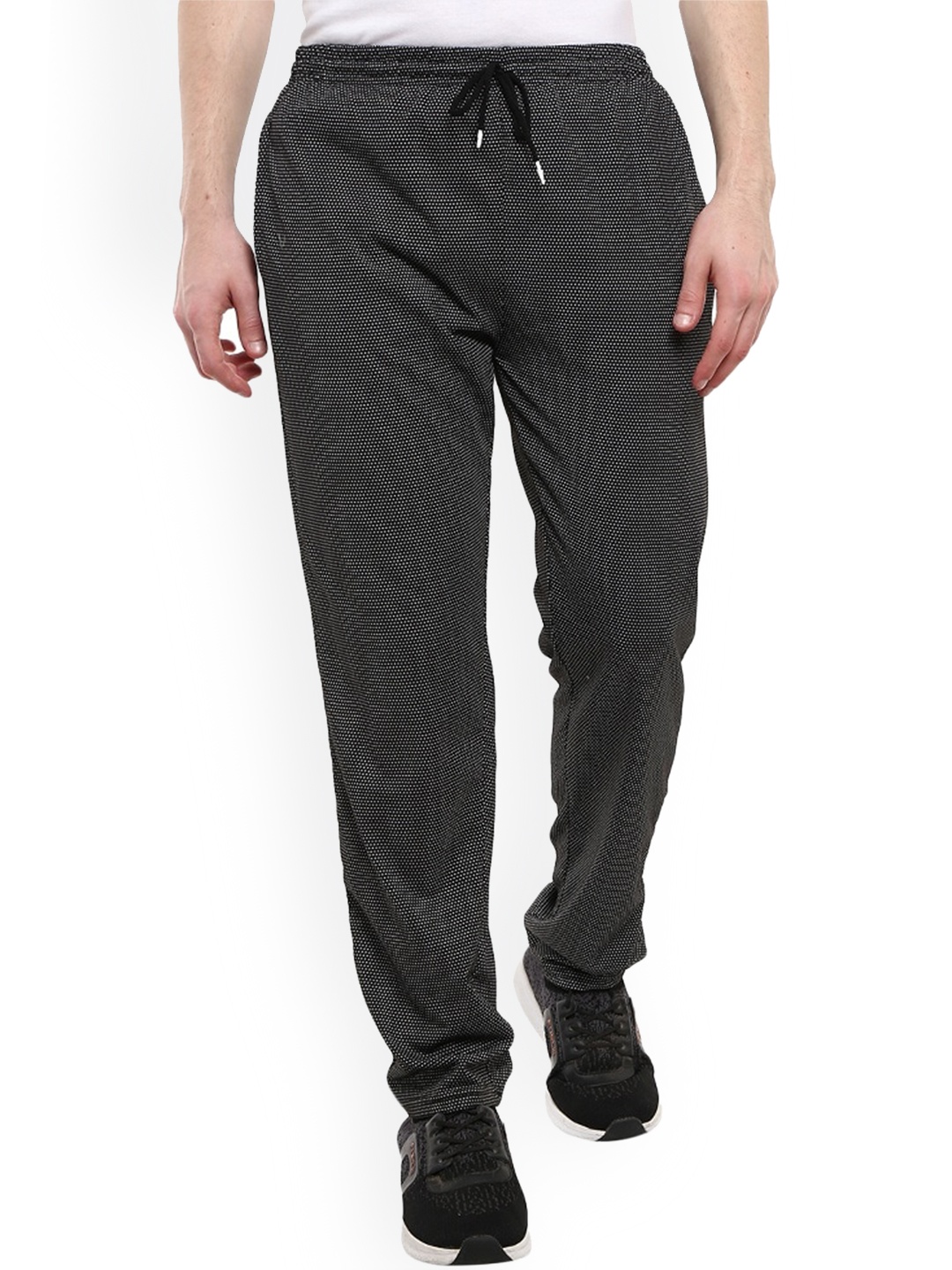 

V-Mart Men Self Design Jacquard Regular Fit Track Pants, Black