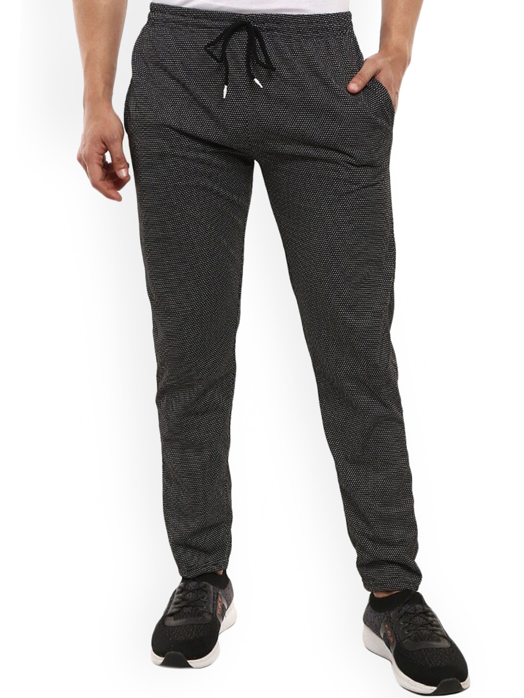 

V-Mart Men Self Design Track Pants, Black