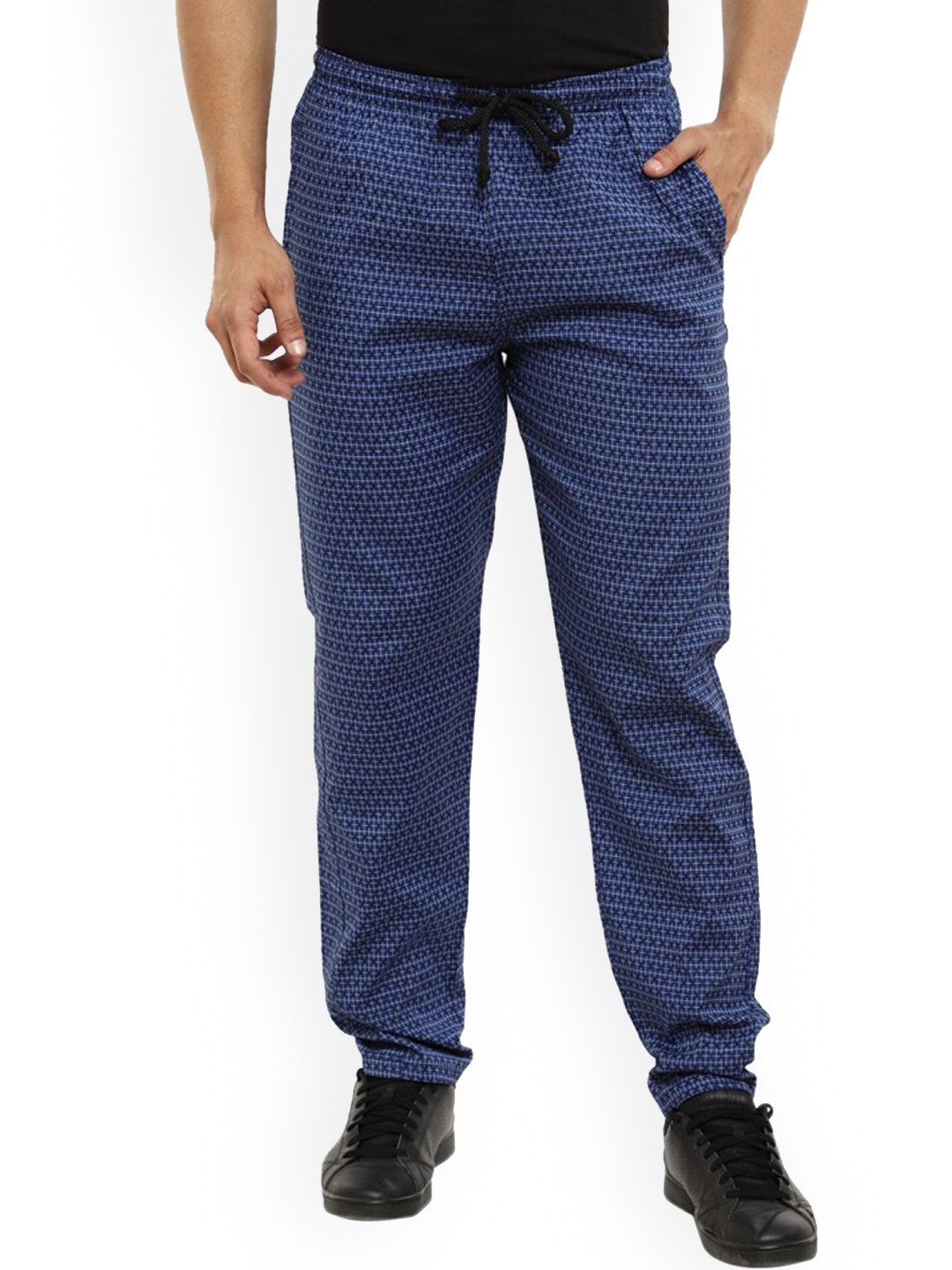 

V-Mart Men Checked Regular Fit Mid-Rise Cotton Track Pant, Blue