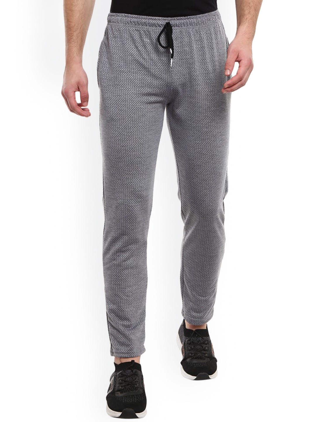

V-Mart Men Self Design Mid-Raise Regular Fit Jacquard Track Pants, Grey