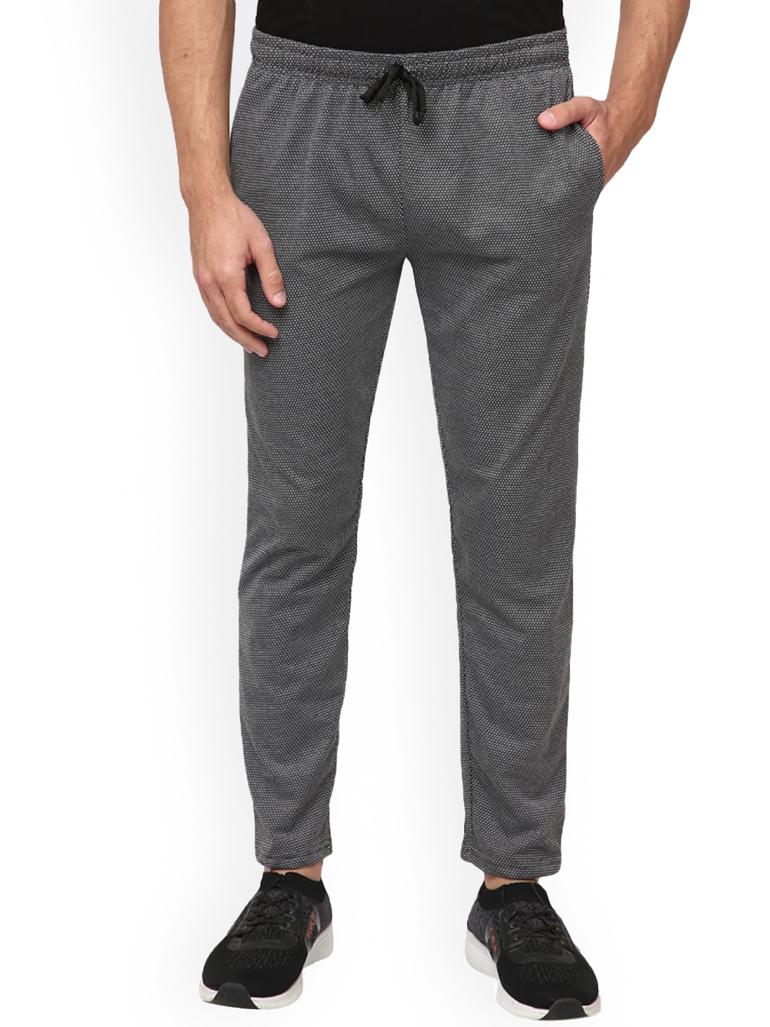 

V-Mart Men Mid-rise Jacquard Track Pants, Grey
