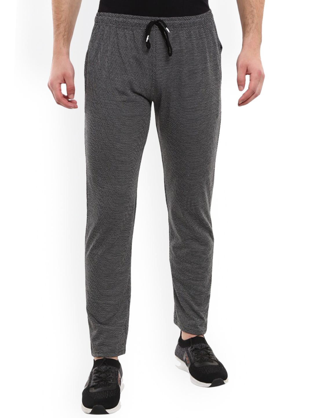 

V-Mart Men Self Design Mid-Raise Regular Fit Jacquard Track Pants, Grey