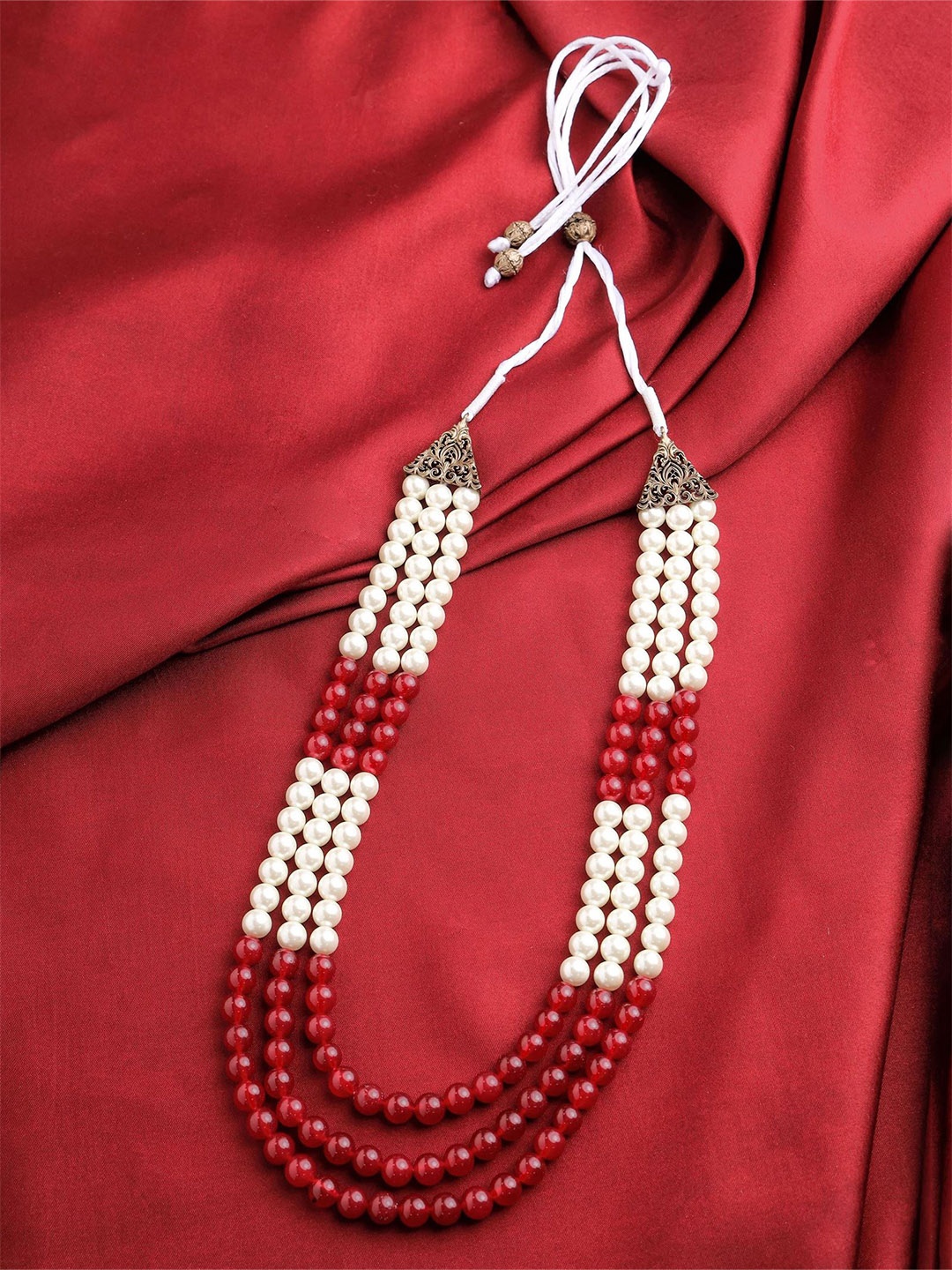 

COSA NOSTRAA Men Antique Artificial Beads Necklace, Red