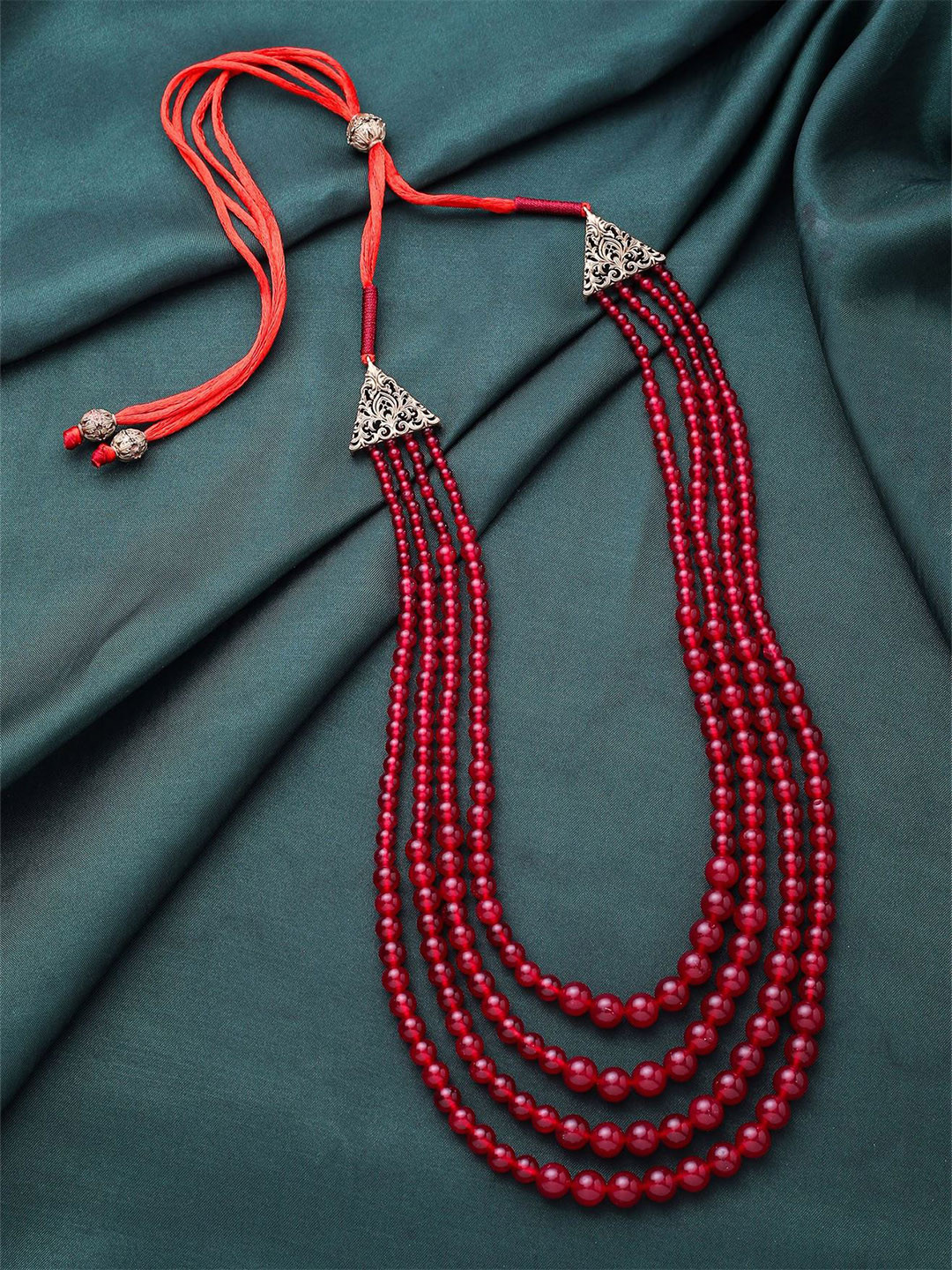 

COSA NOSTRAA Men Layered Statement Necklace, Red