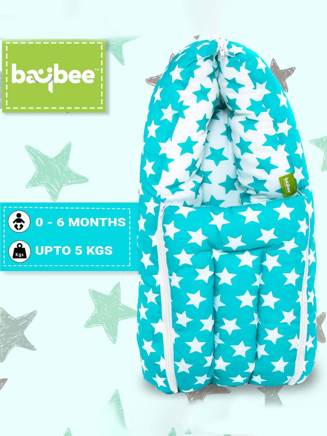 

BAYBEE Little Star Printed Cotton 3 In 1 Baby Sleeping Bed, Blue