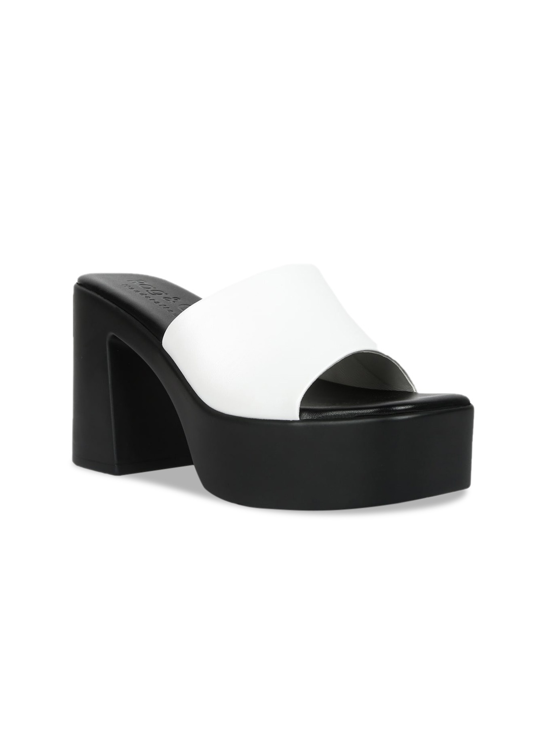 

RAG & CO Colourblocked Leather Platform Heels, White