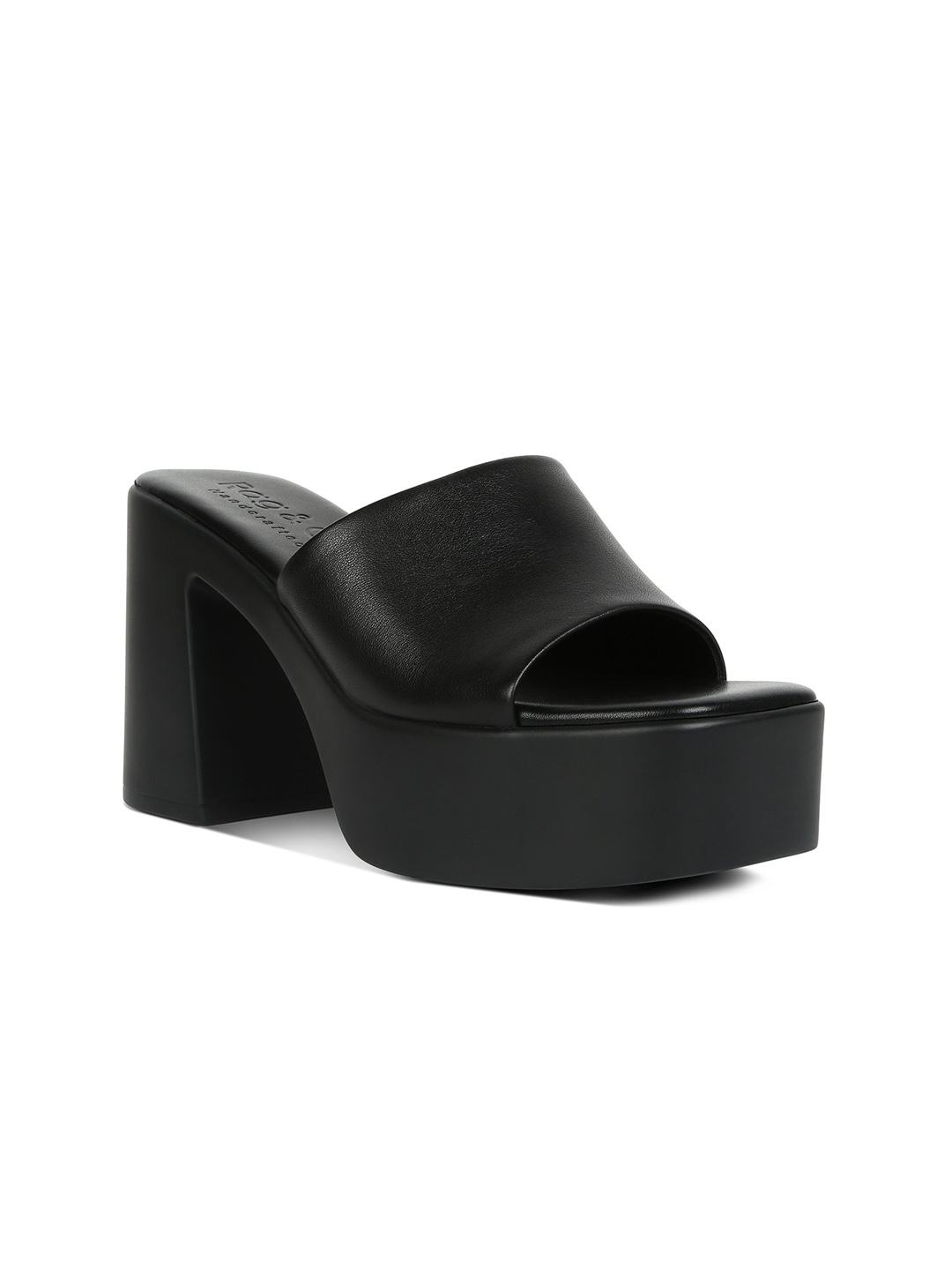 

RAG & CO Textured Leather Platform Heels, Black