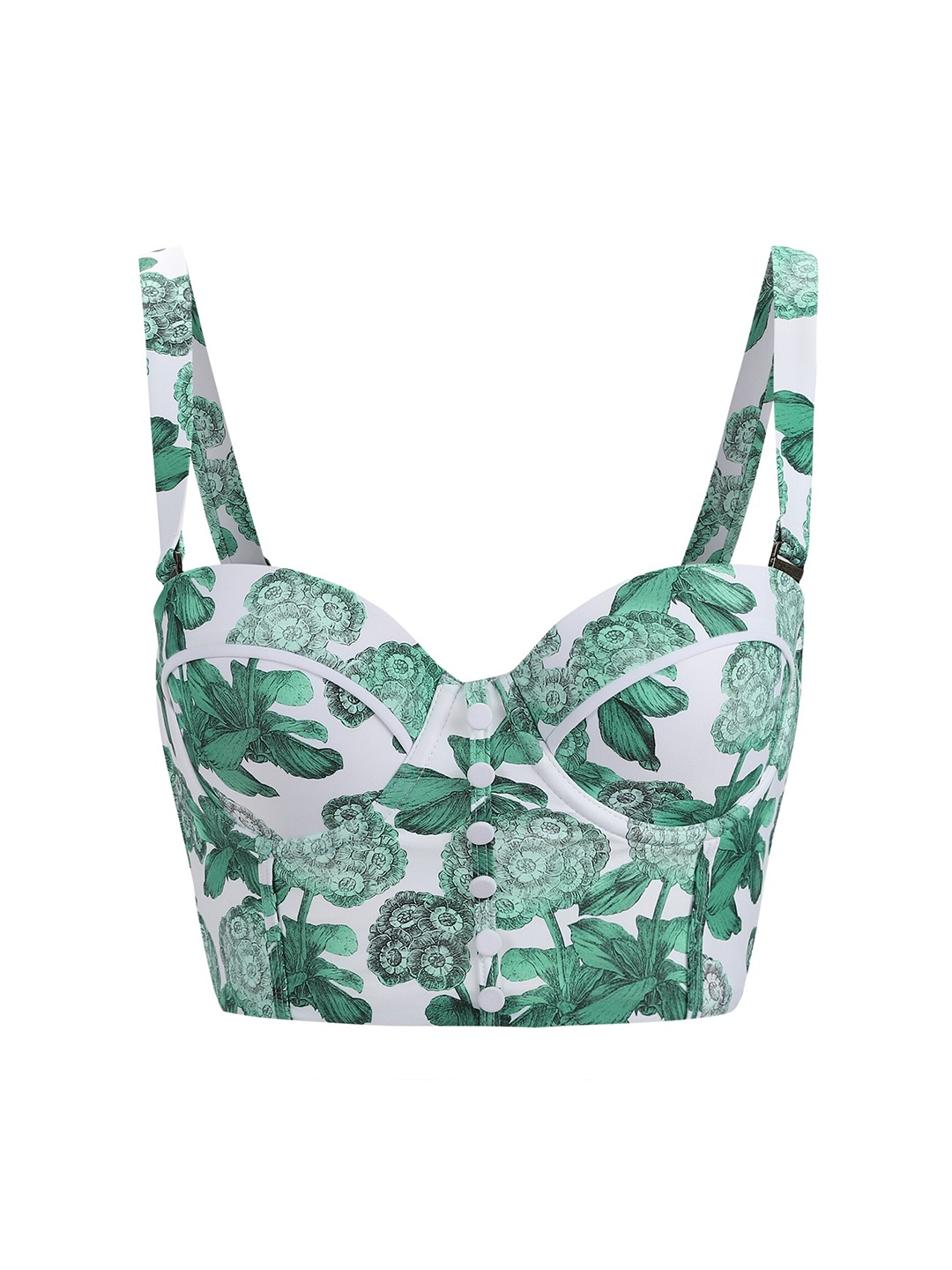 

Ted Baker Printed Long-Line Cupped Bikini Top, Green